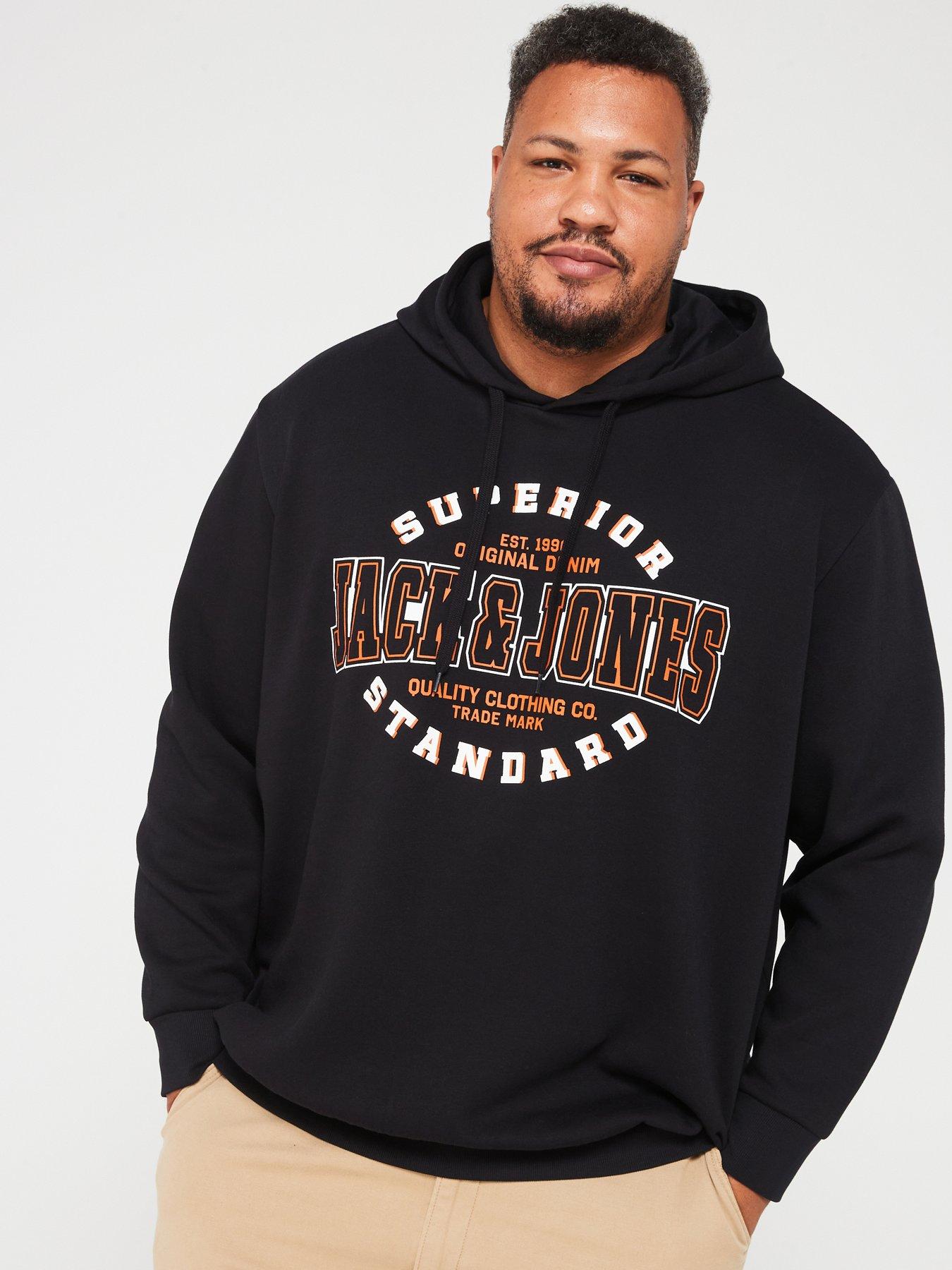 Image 1 of 5 of Jack & Jones Plus Original Denim Logo Hoodie - Black
