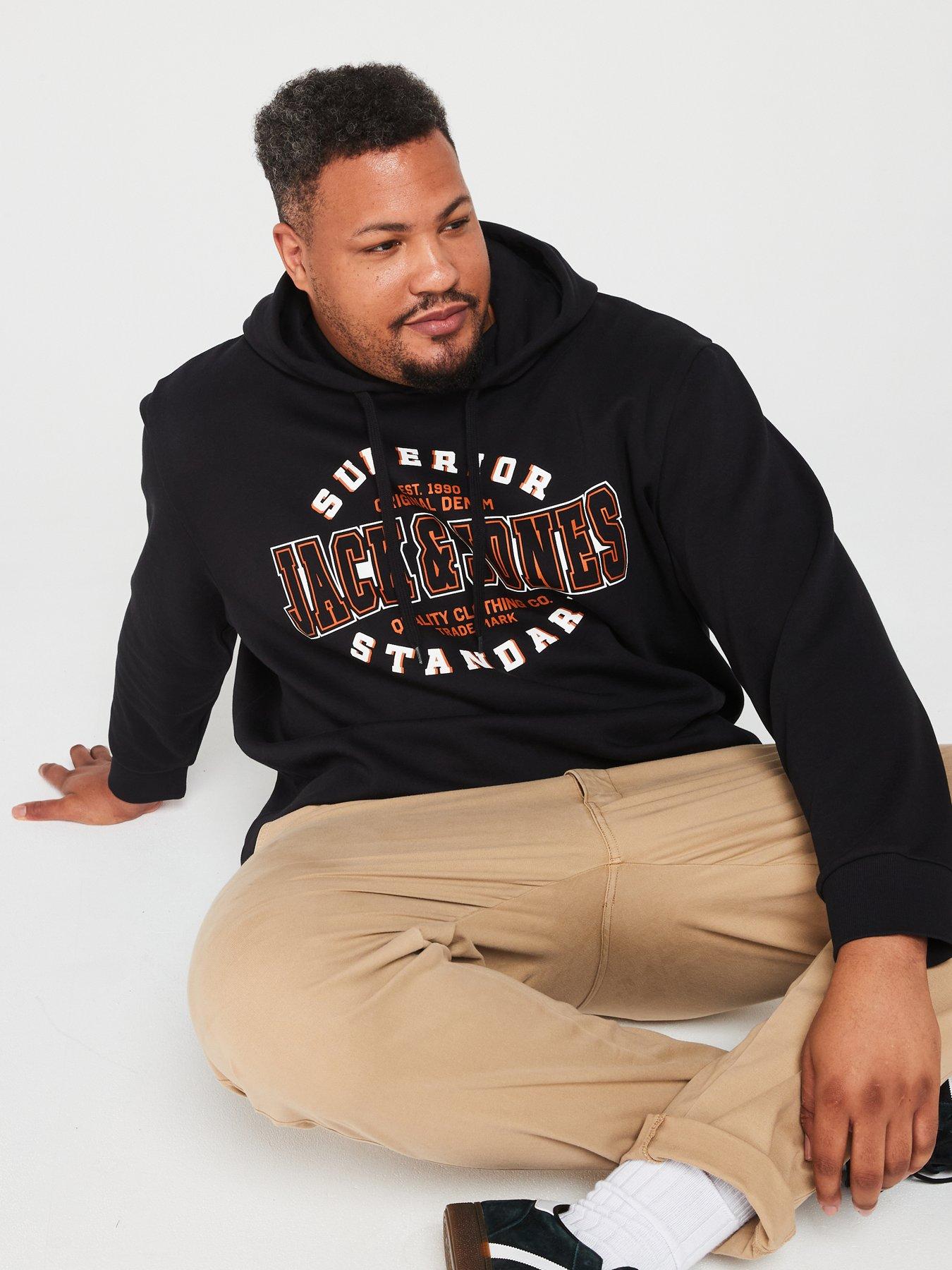 Image 4 of 5 of Jack & Jones Plus Original Denim Logo Hoodie - Black