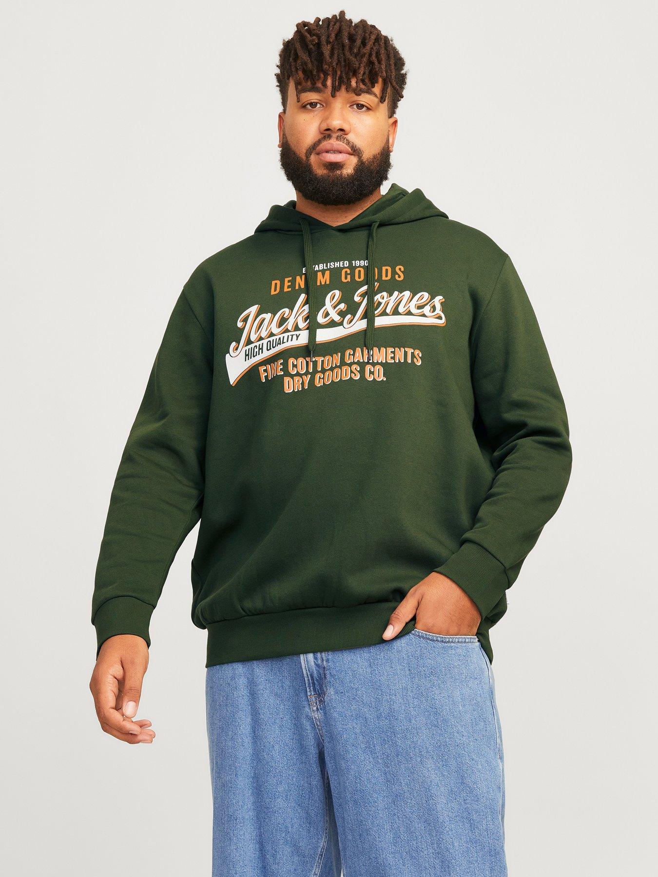 Image of Jack & Jones Jack  &  Jones Plus Denim Goods Logo Hoodie