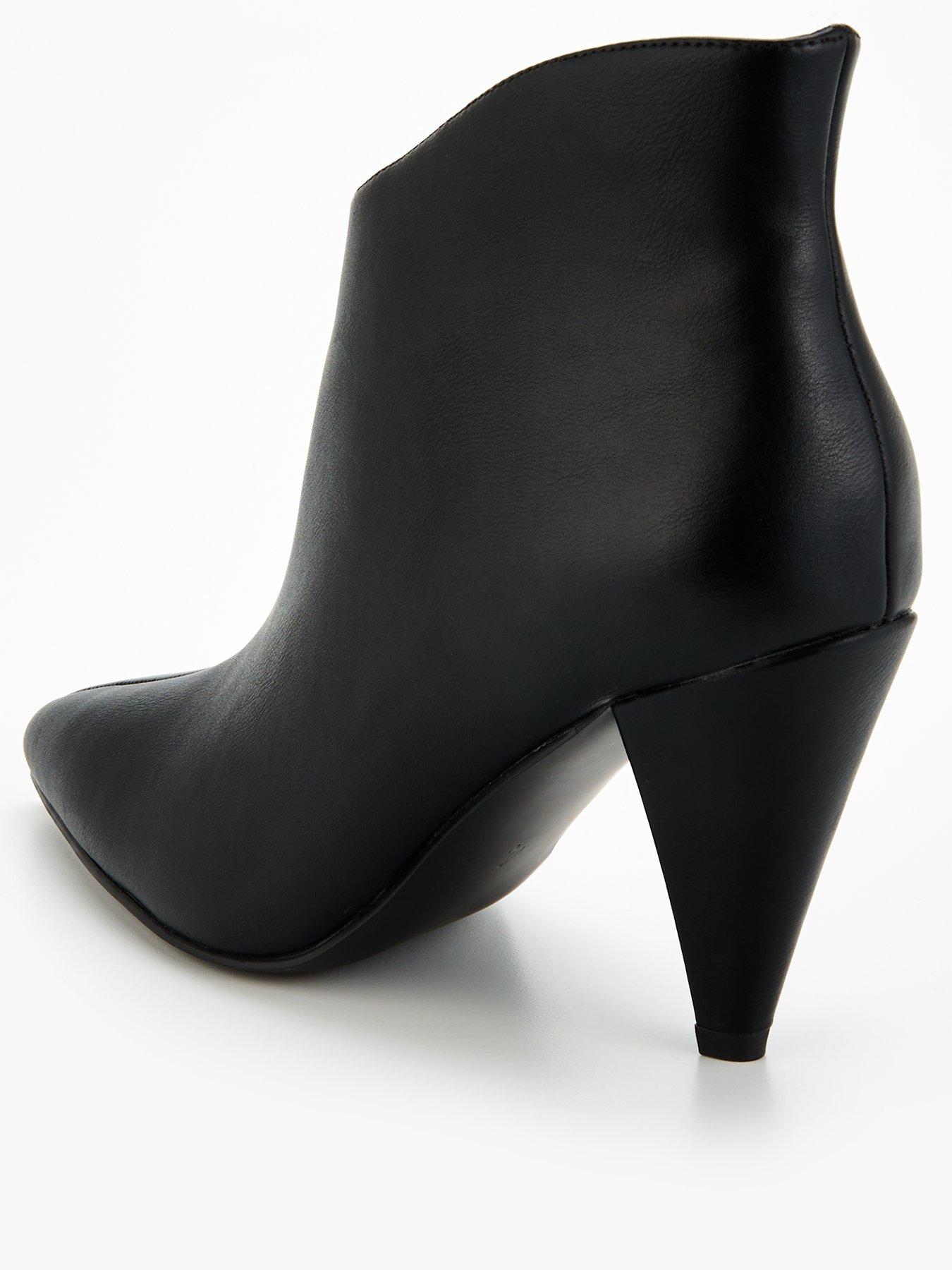 V by Very Cone Heel Shoe Boot Black Very Ireland