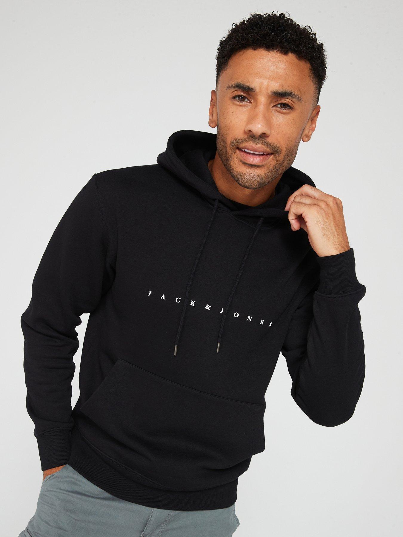 Image 1 of 4 of Jack & Jones Jack &amp; Jones Star Chest Logo Hoodie - Black