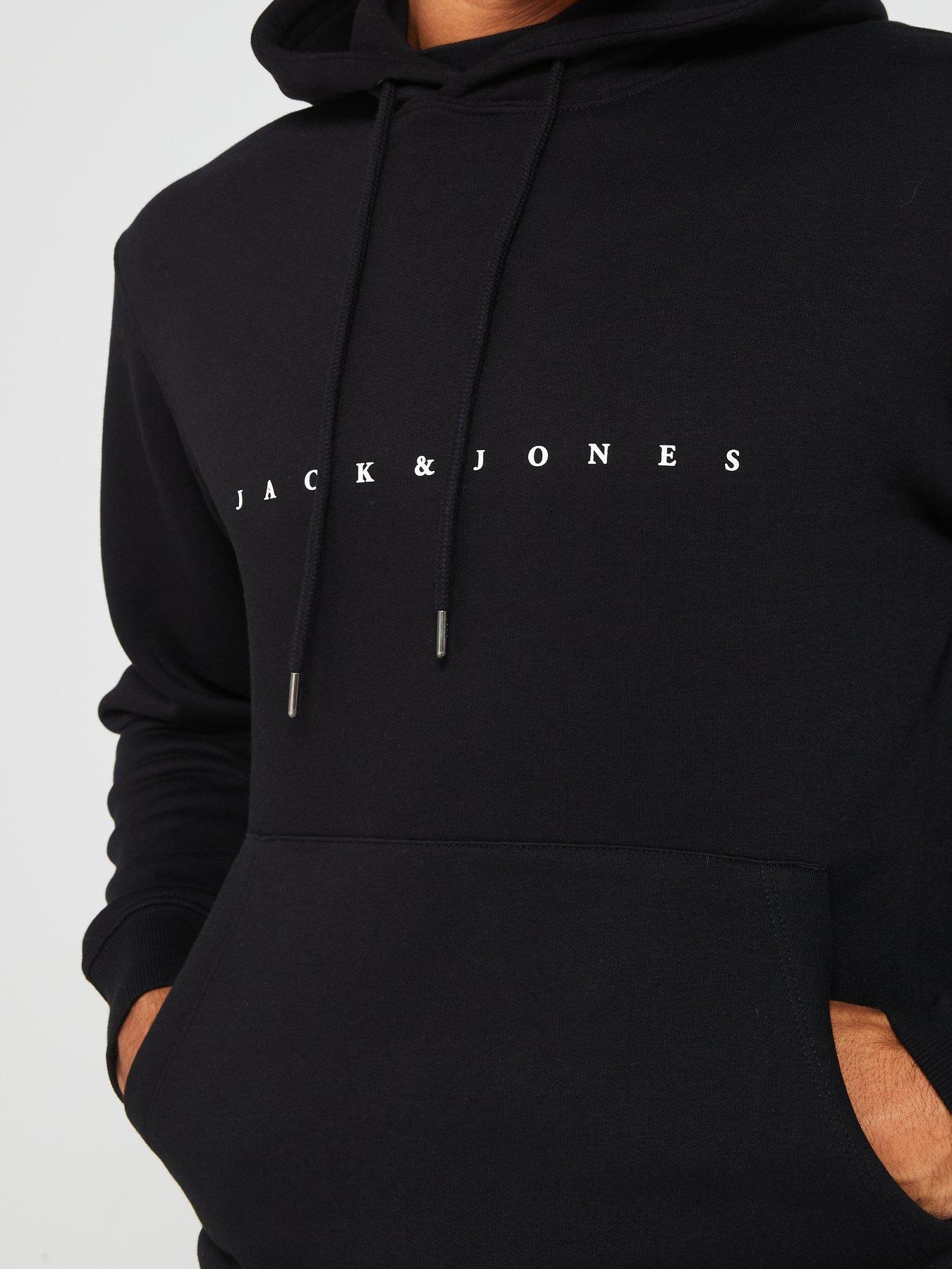 Image 4 of 4 of Jack & Jones Jack &amp; Jones Star Chest Logo Hoodie - Black