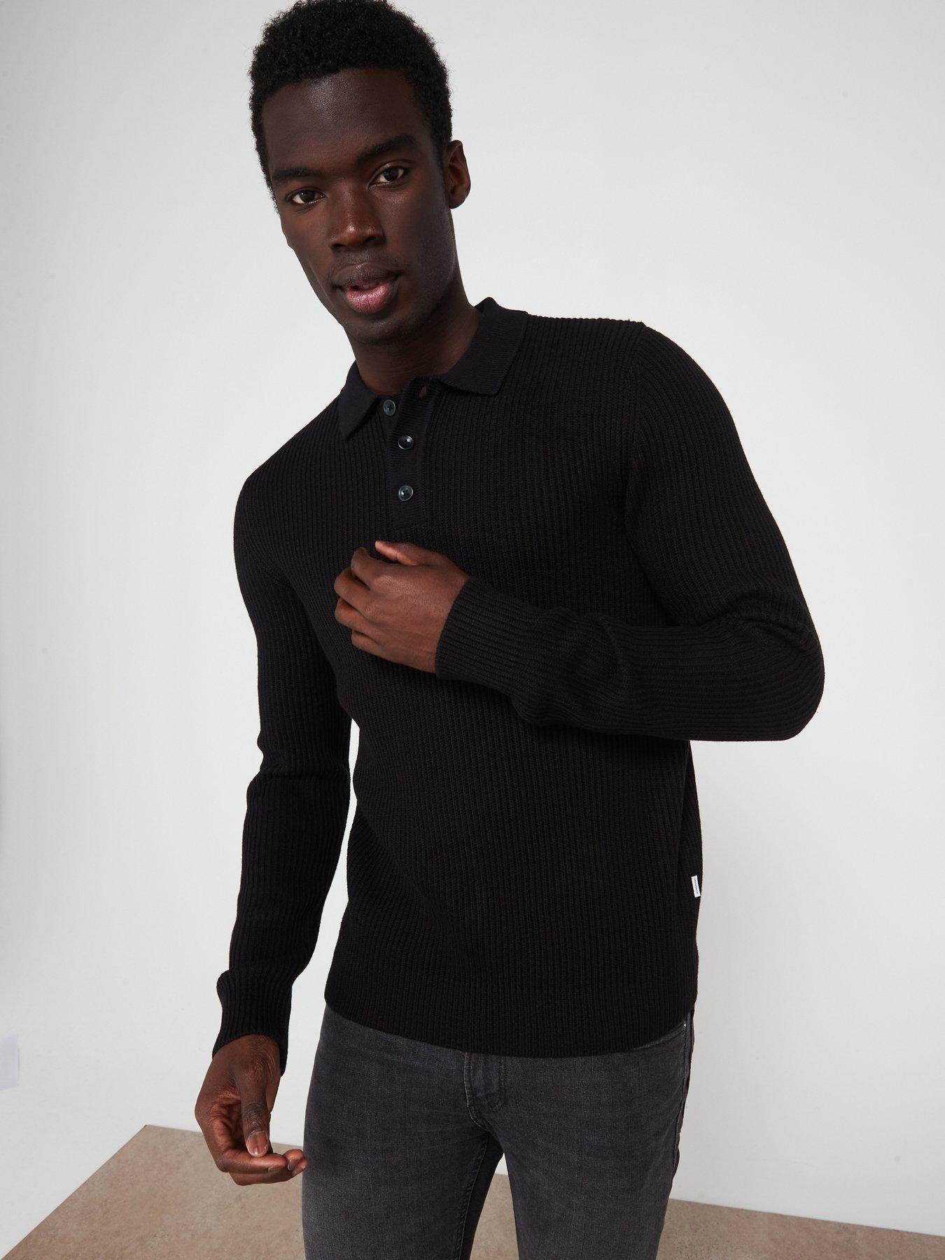 jack-jones-long-sleeve-knitted-polo-shirt-black