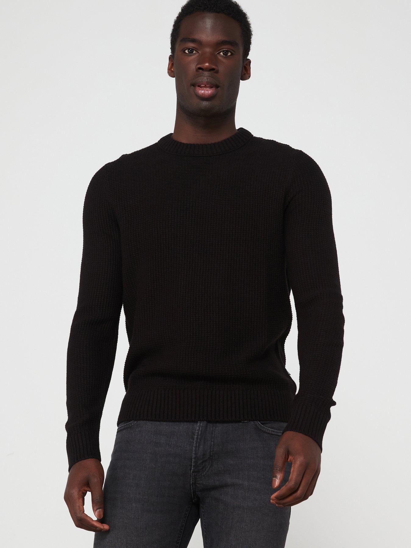 jack-jones-waffle-knitted-jumper-black