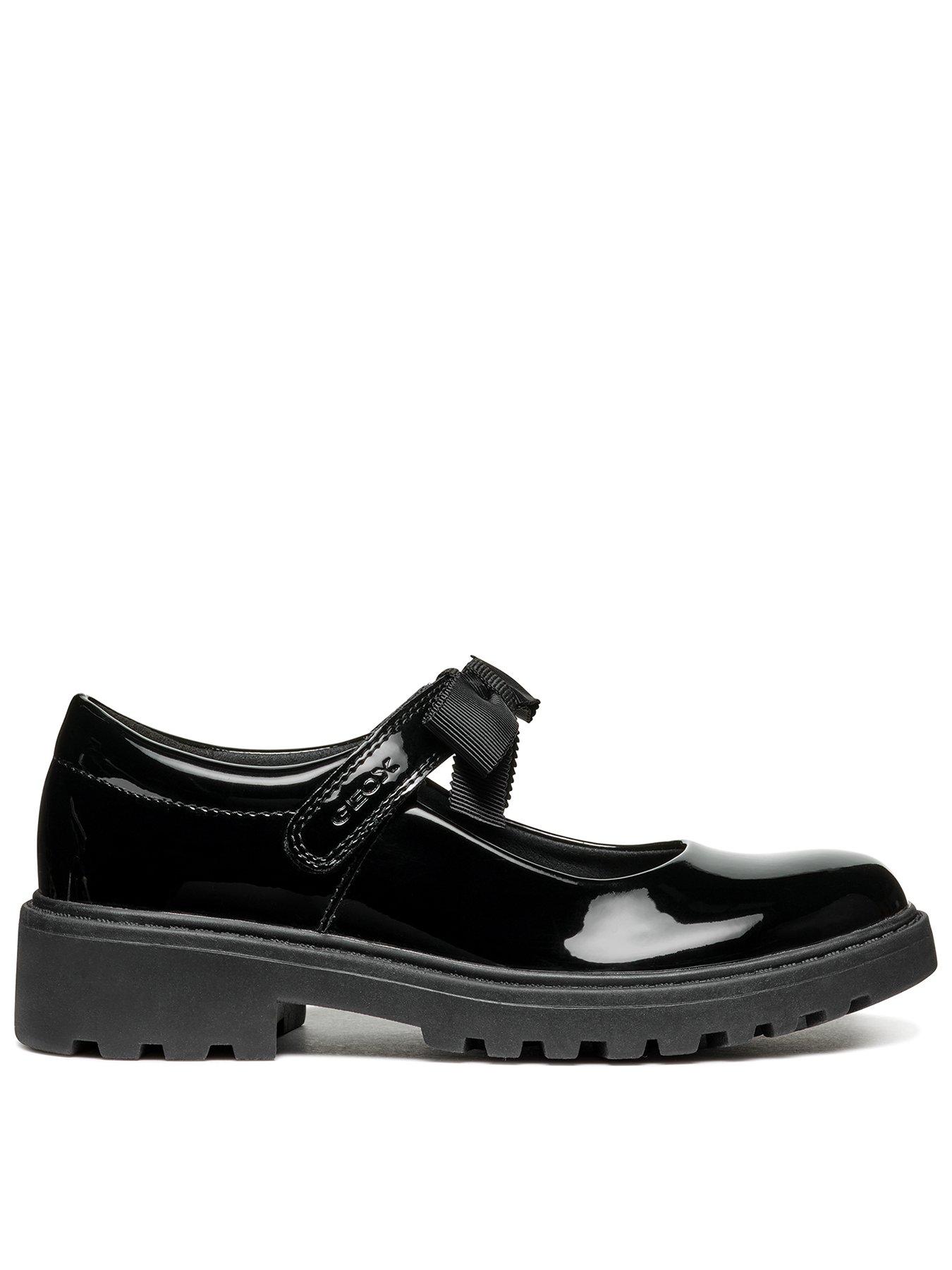Image 1 of 6 of Geox Casey Girls Bow Velcro Strap School Shoe - Black