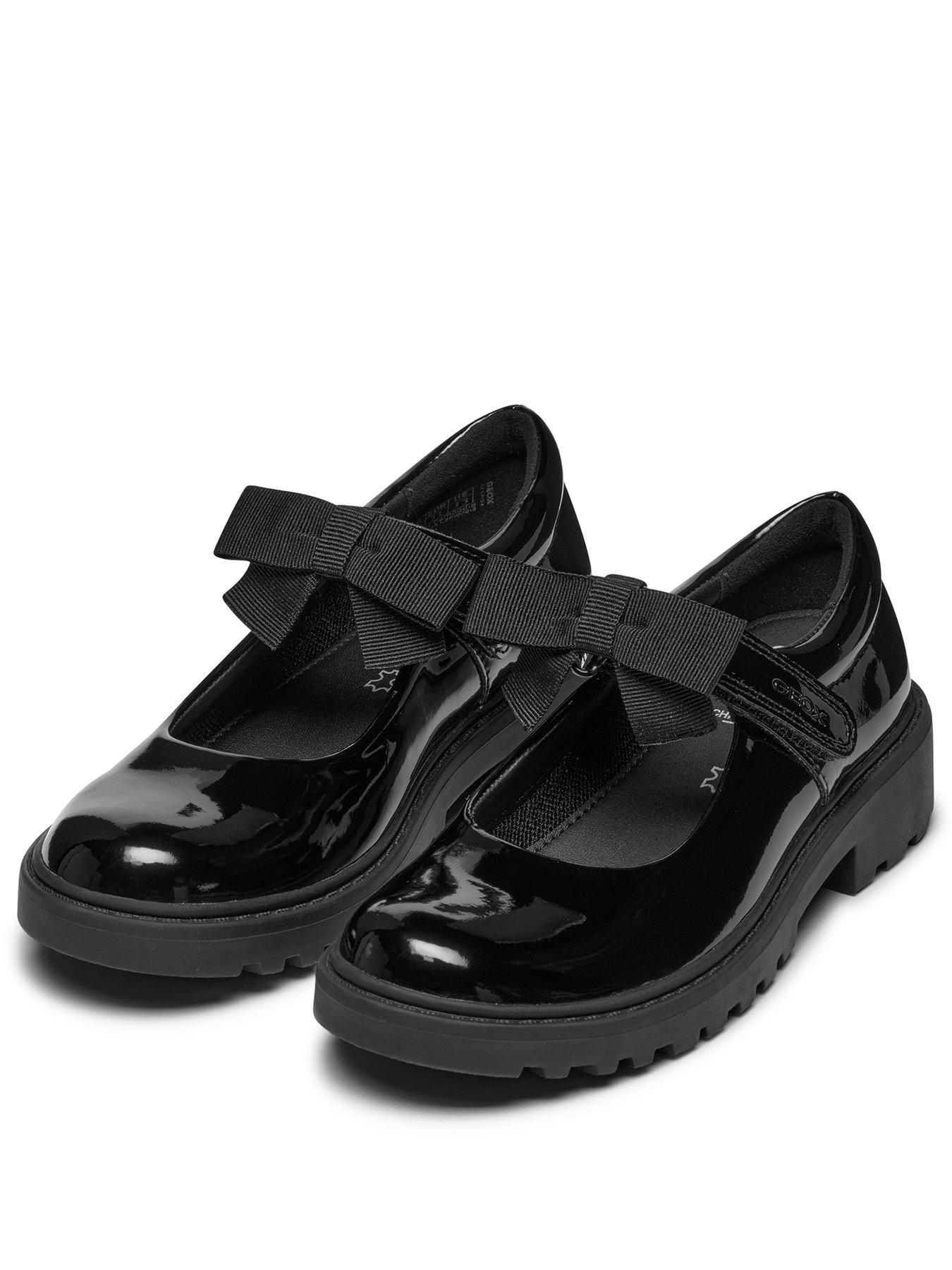 Image 2 of 6 of Geox Casey Girls Bow Velcro Strap School Shoe - Black