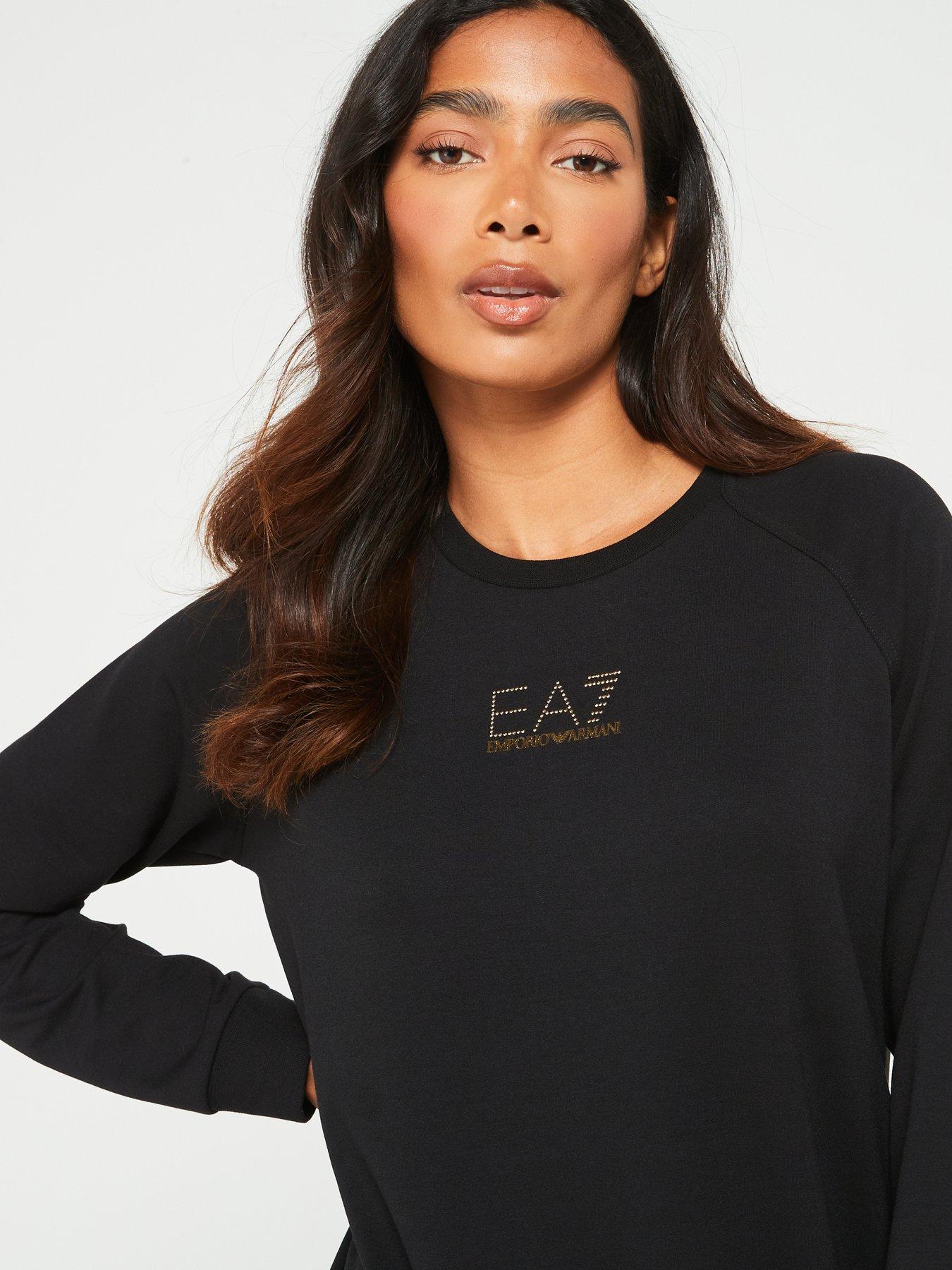 ea7-emporio-armani-gold-logo-long-sleeve-jersey-dress-blackoutfit