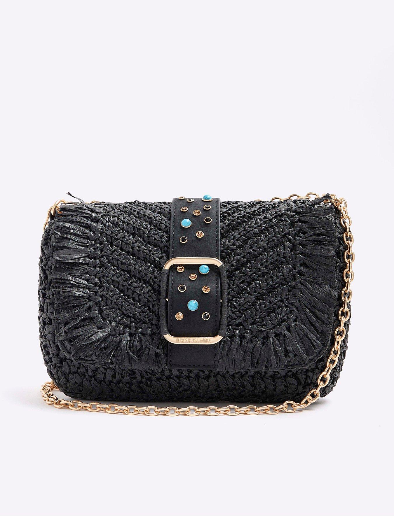 river-island-raffia-shoulder-bag-black