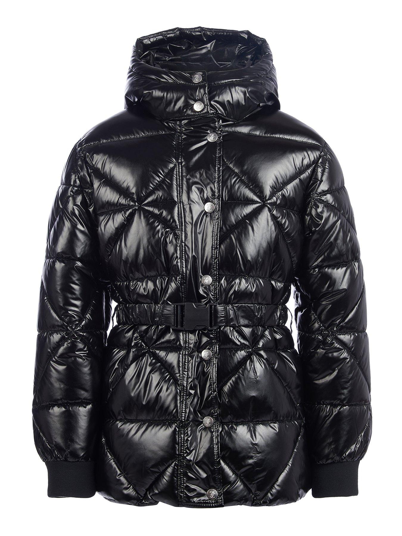 juicy-couture-girls-high-shine-belted-mid-length-padded-coat-blackfront