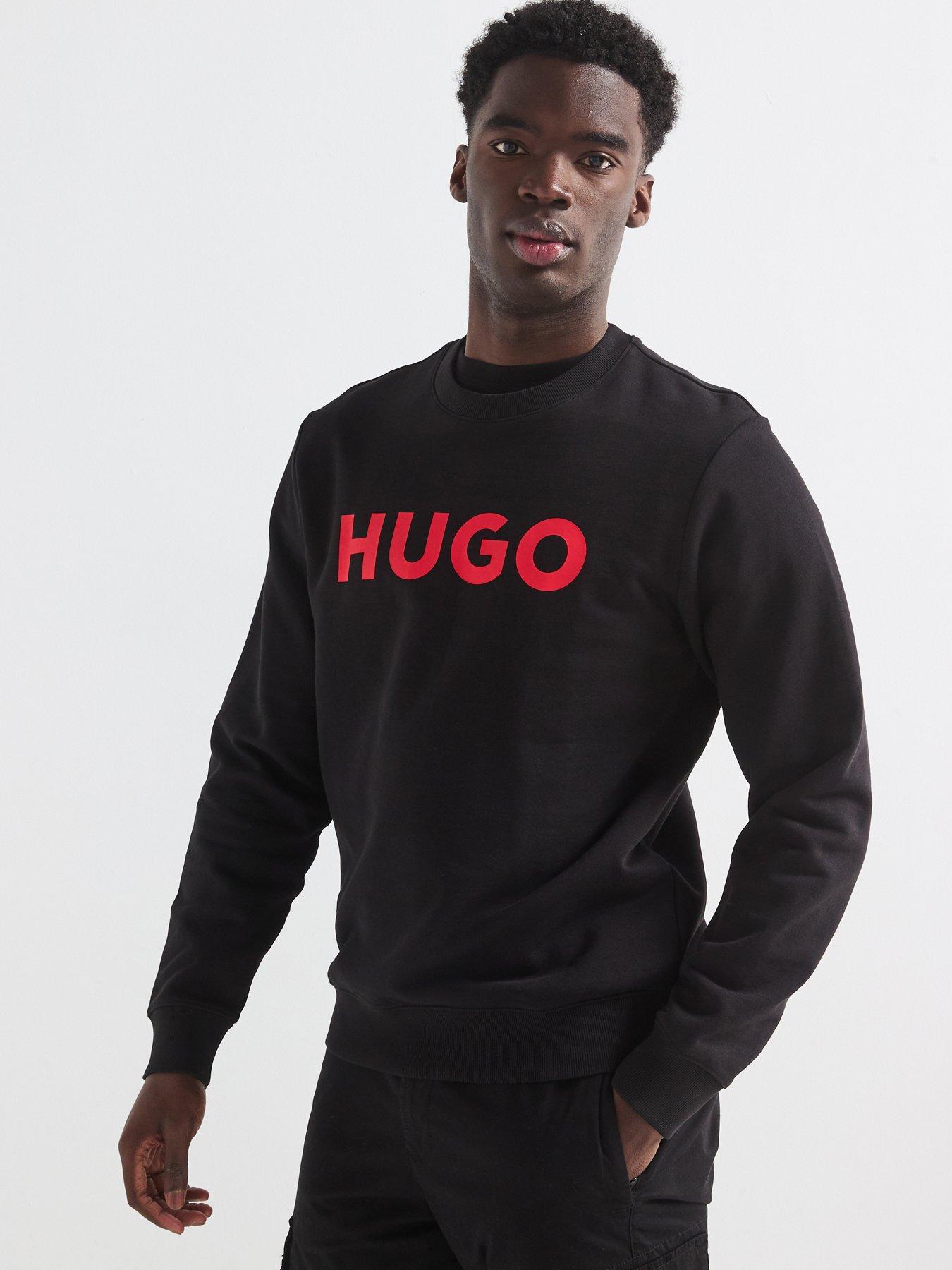 HUGO Dem Chest Logo Crew Neck Sweatshirt - Black