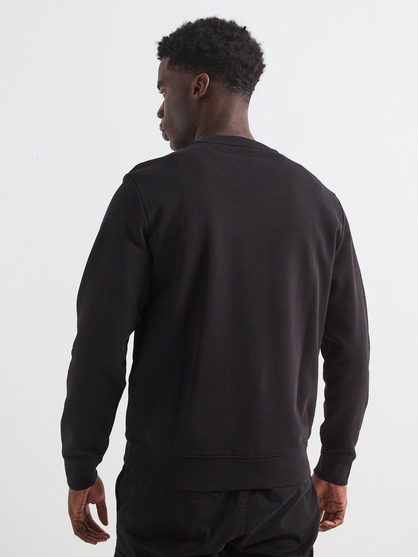 Image 2 of 4 of HUGO Mens Dem Chest Logo Crew Neck Sweatshirt - Black
