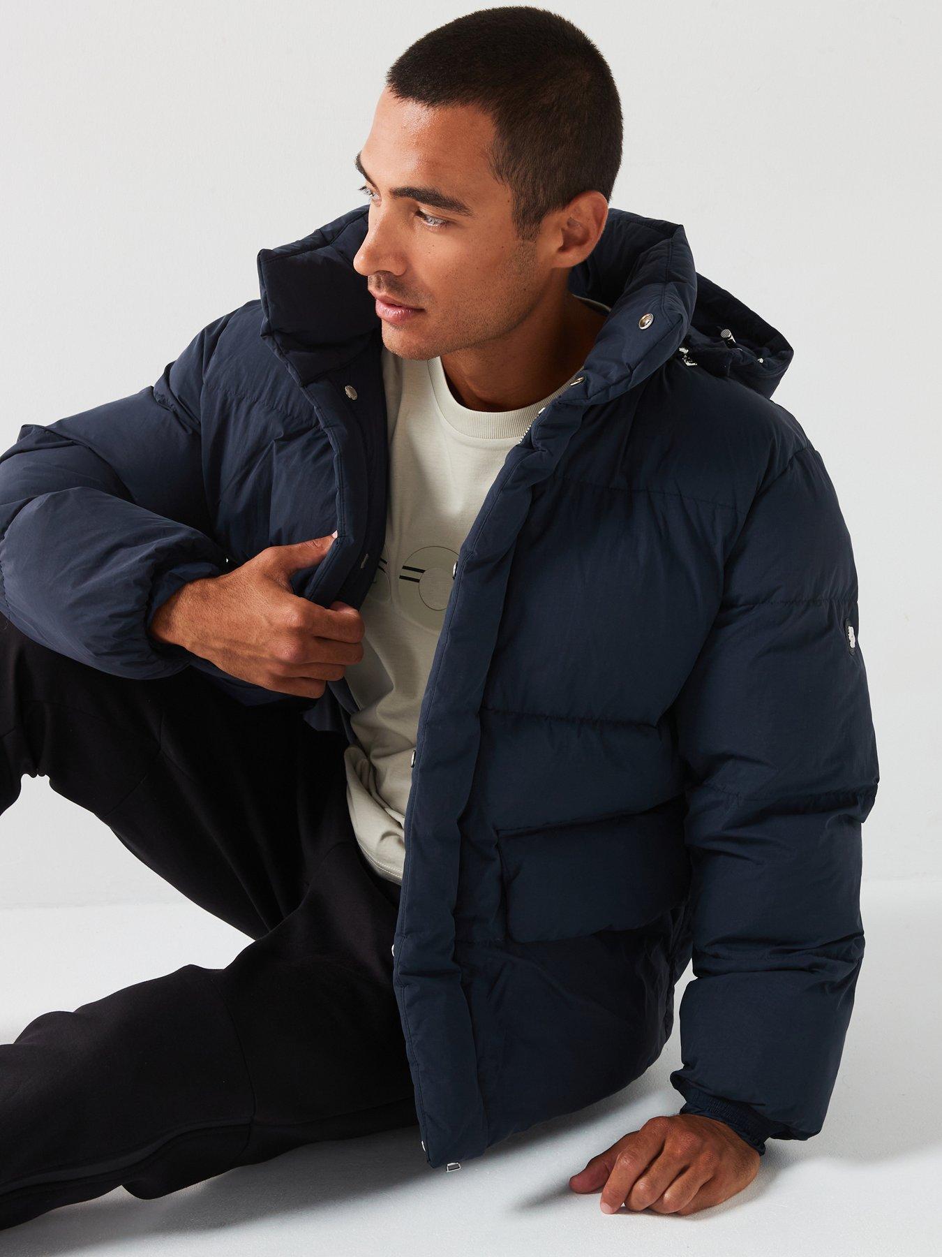 Image 1 of 6 of BOSS Boss C-Celvie Quilted Hooded Jacket - Blue