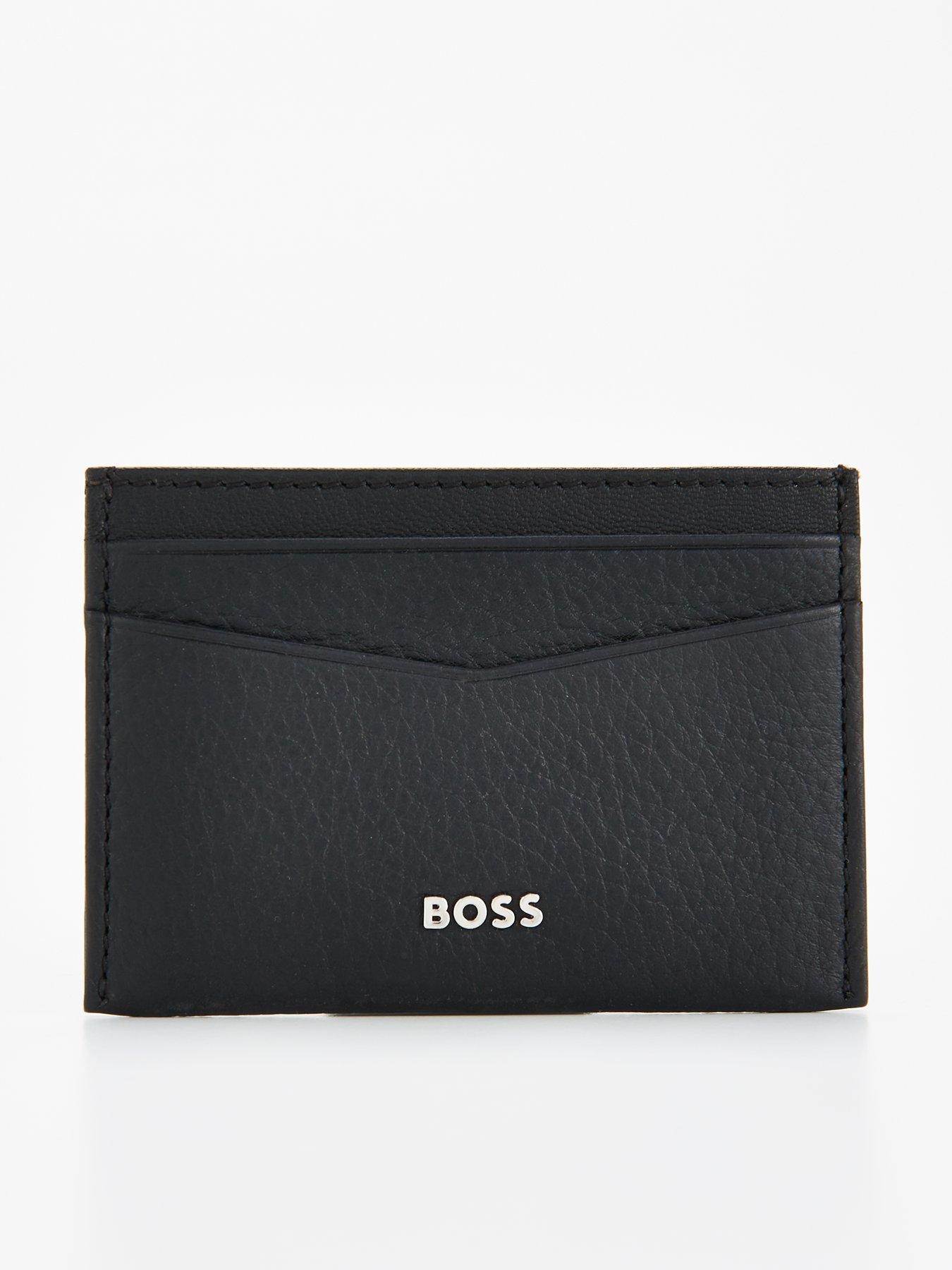 BOSS Men's Crosstown Premium Leather Card Holder - Black