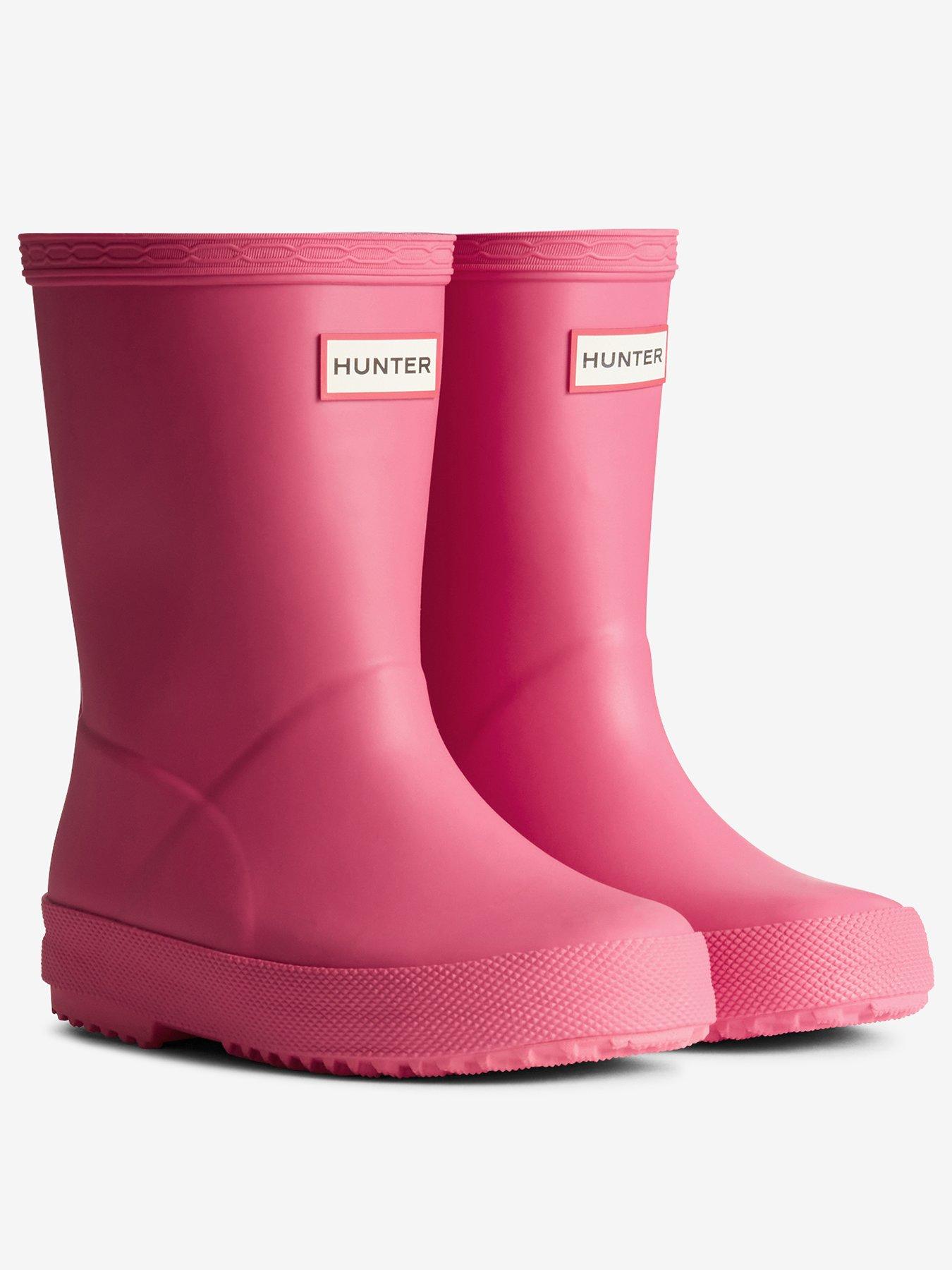 hunter-kids-first-matte-wellington-boots-pinkstillFront