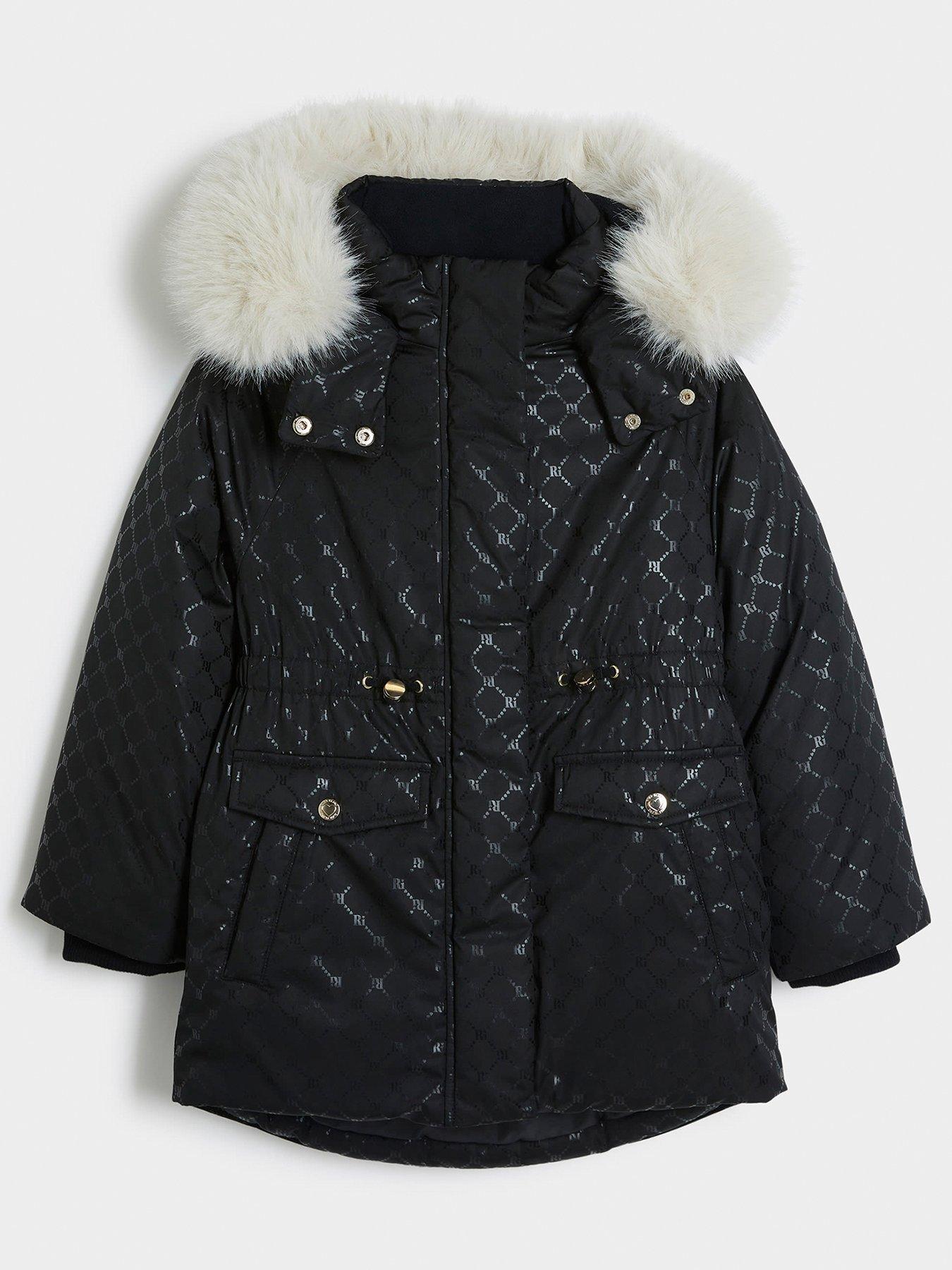 river-island-girls-ri-monogram-padded-hooded-coat-black