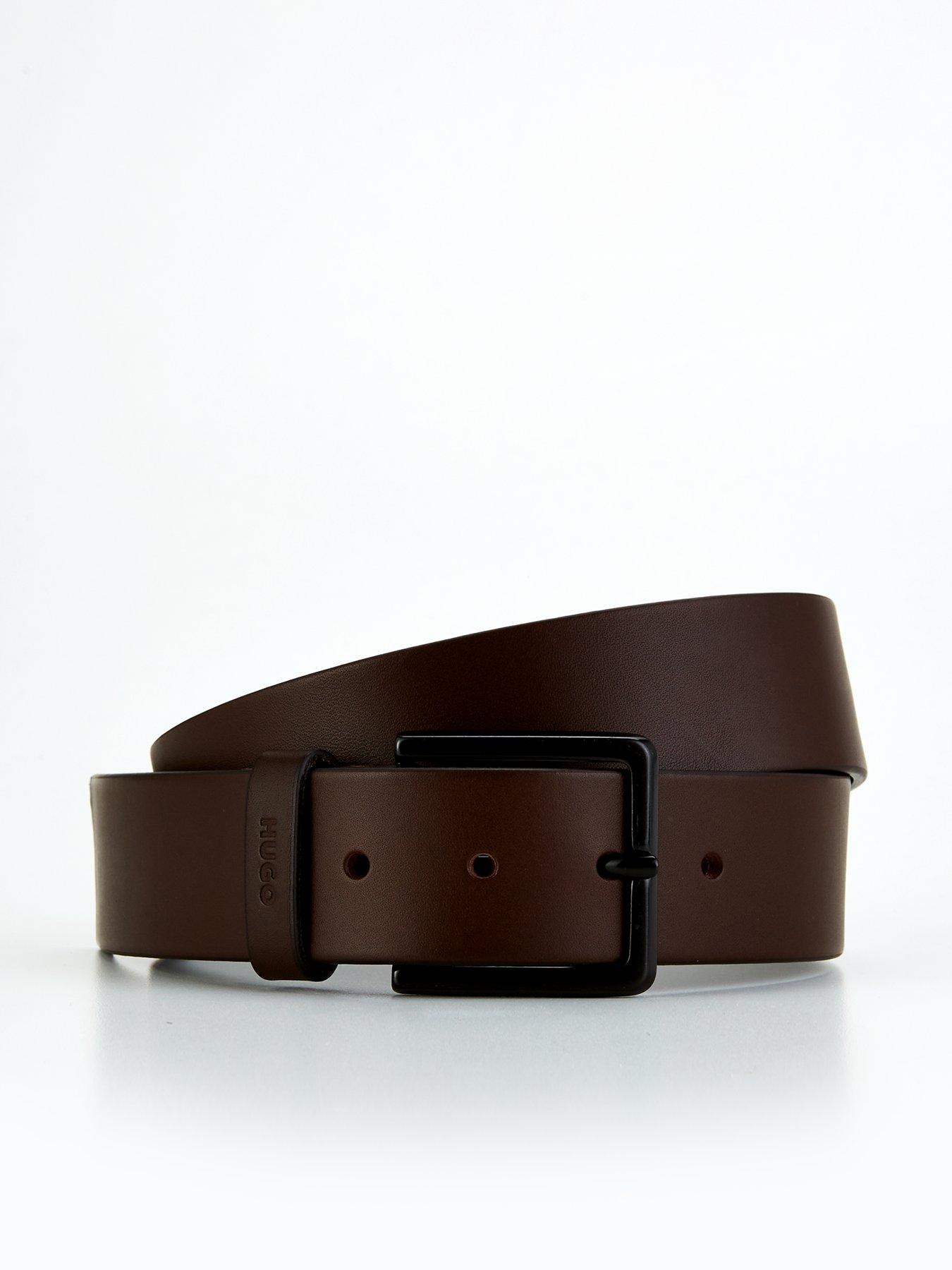 HUGO Gionio 4Cm Jeans Leather Belt - Dark Brown