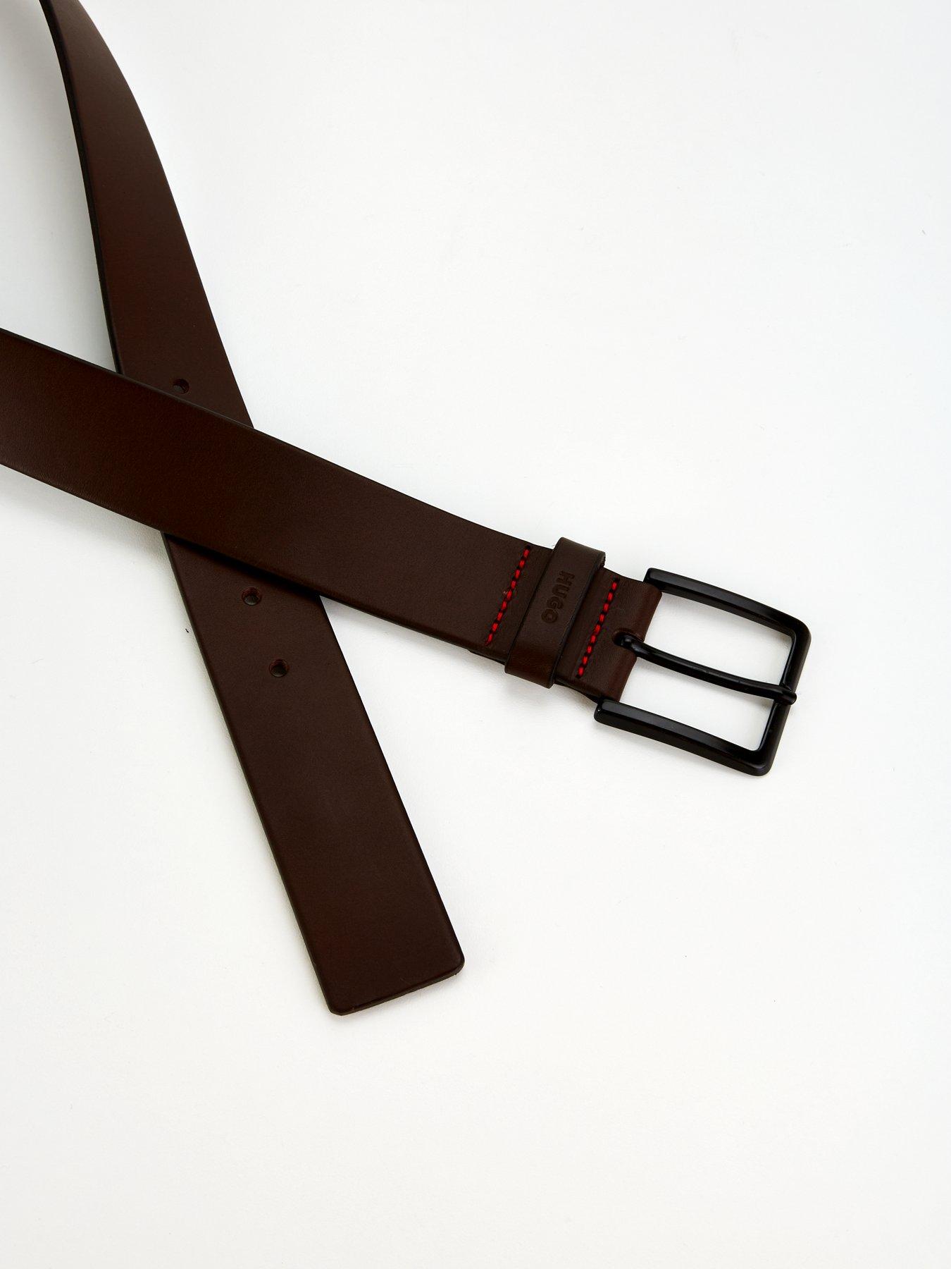 Image 3 of 4 of HUGO Gionio 4Cm Jeans Leather Belt - Dark Brown