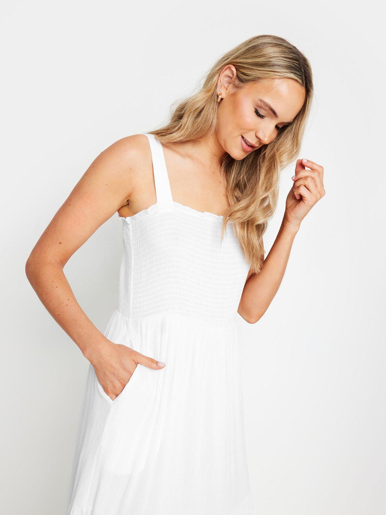 long-tall-sally-tall-shirred-tiered-maxi-dress-whiteoutfit