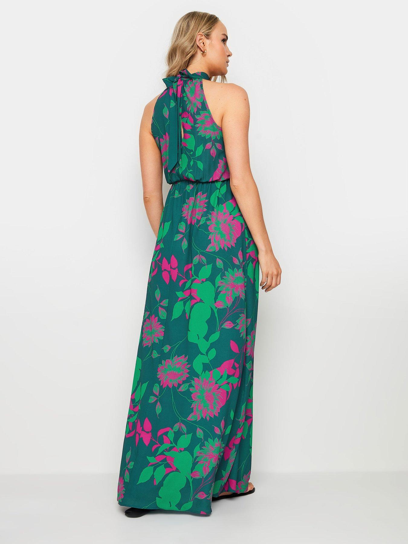 long-tall-sally-tall-aztec-halterneck-maxi-dress-greenstillFront