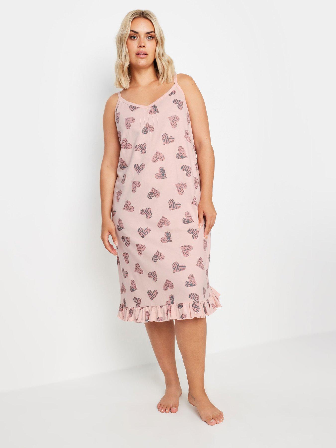 Yours Curve Animal Heart Chemise - Pink