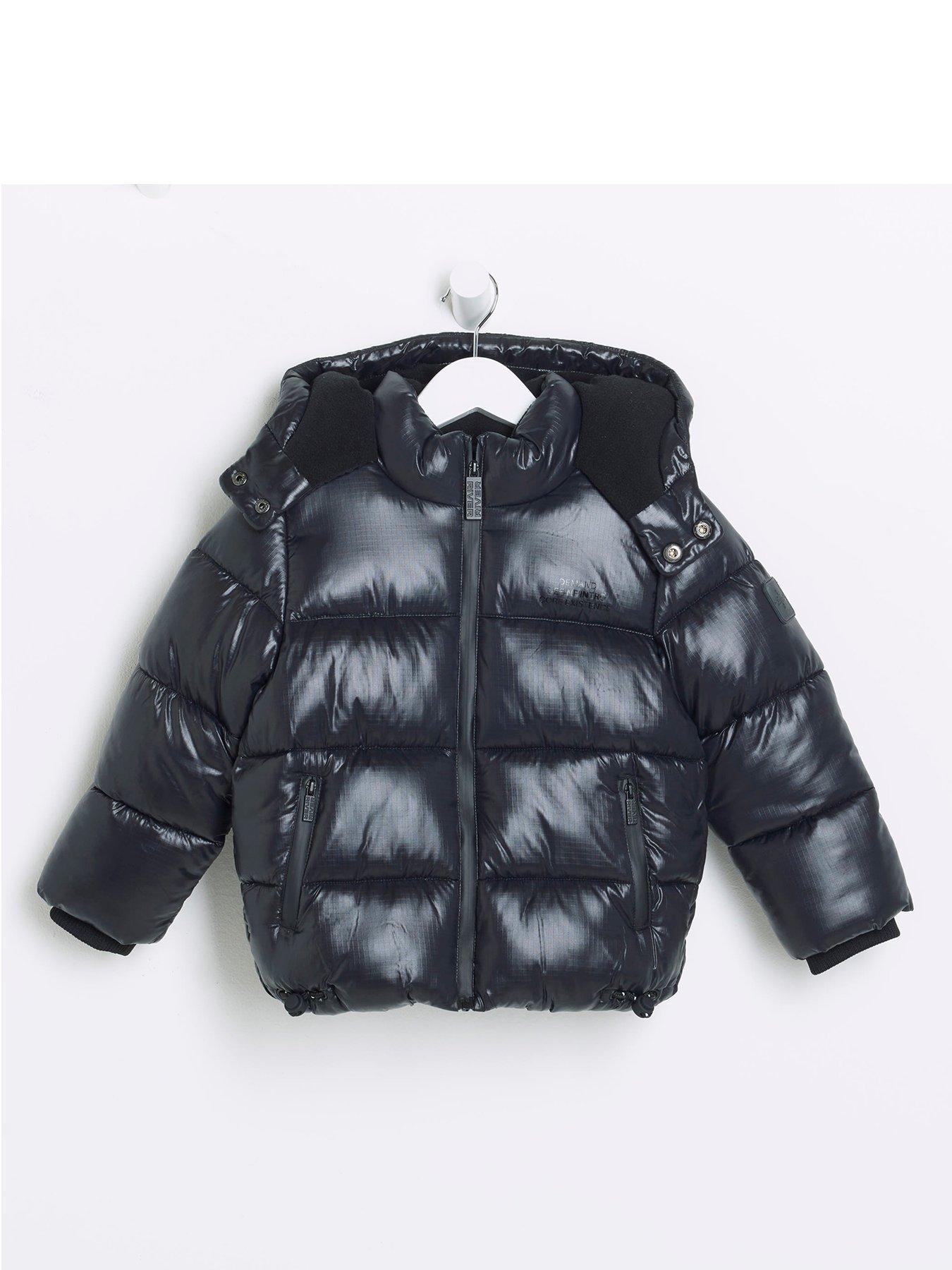 Image 1 of 4 of River Island Mini Mini Boy Puffer Coat - Black