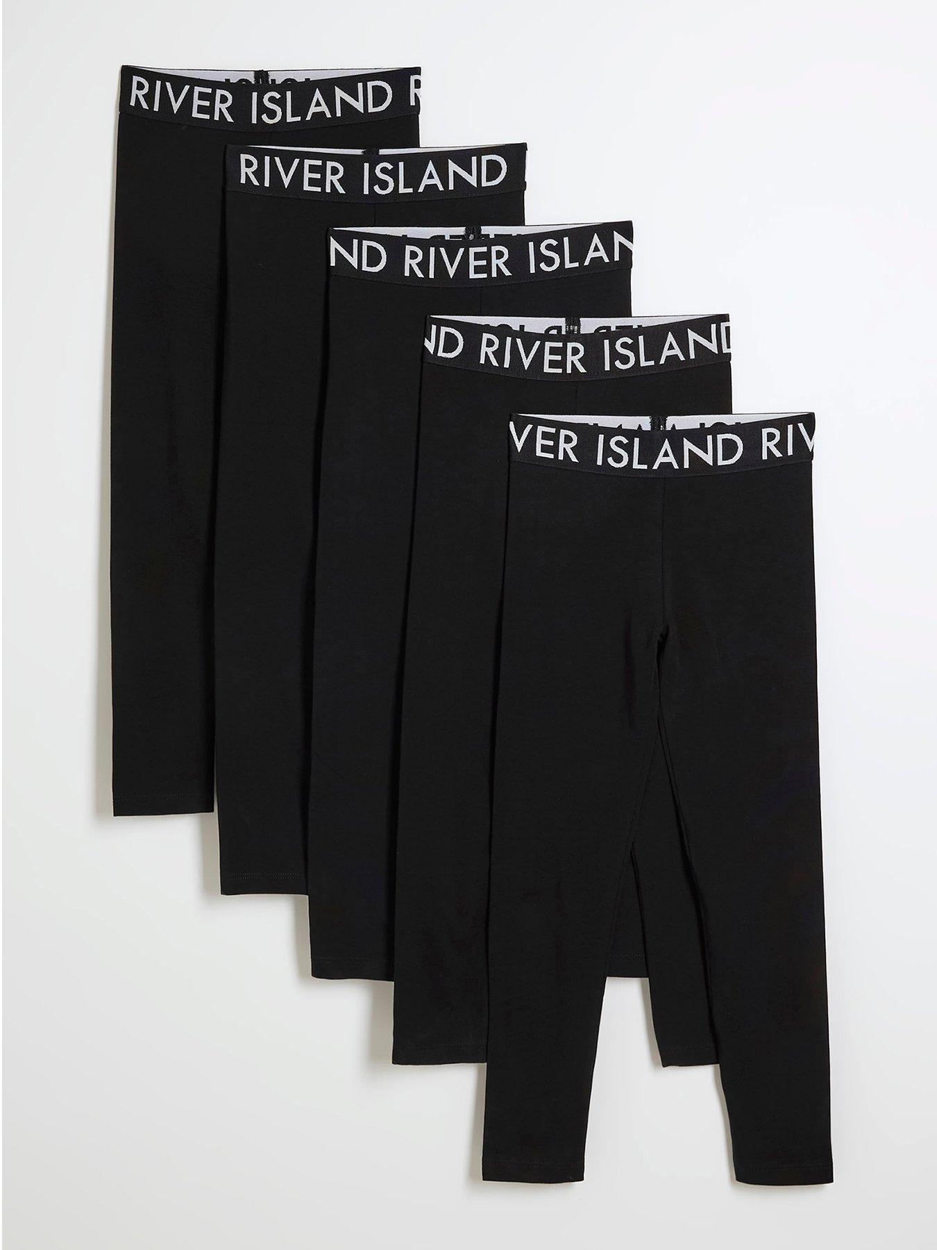 River Island Girls Pack Of 5 Ri Waistband Leggings - Black