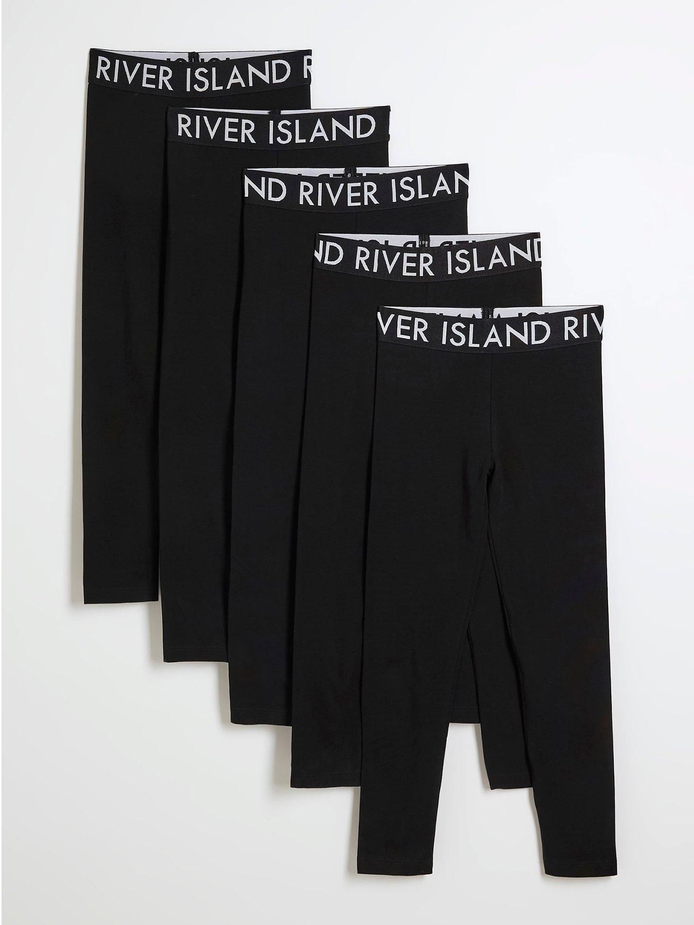 Image 1 of 3 of River Island Older Girl Ri Leggings 5 Pack - Black