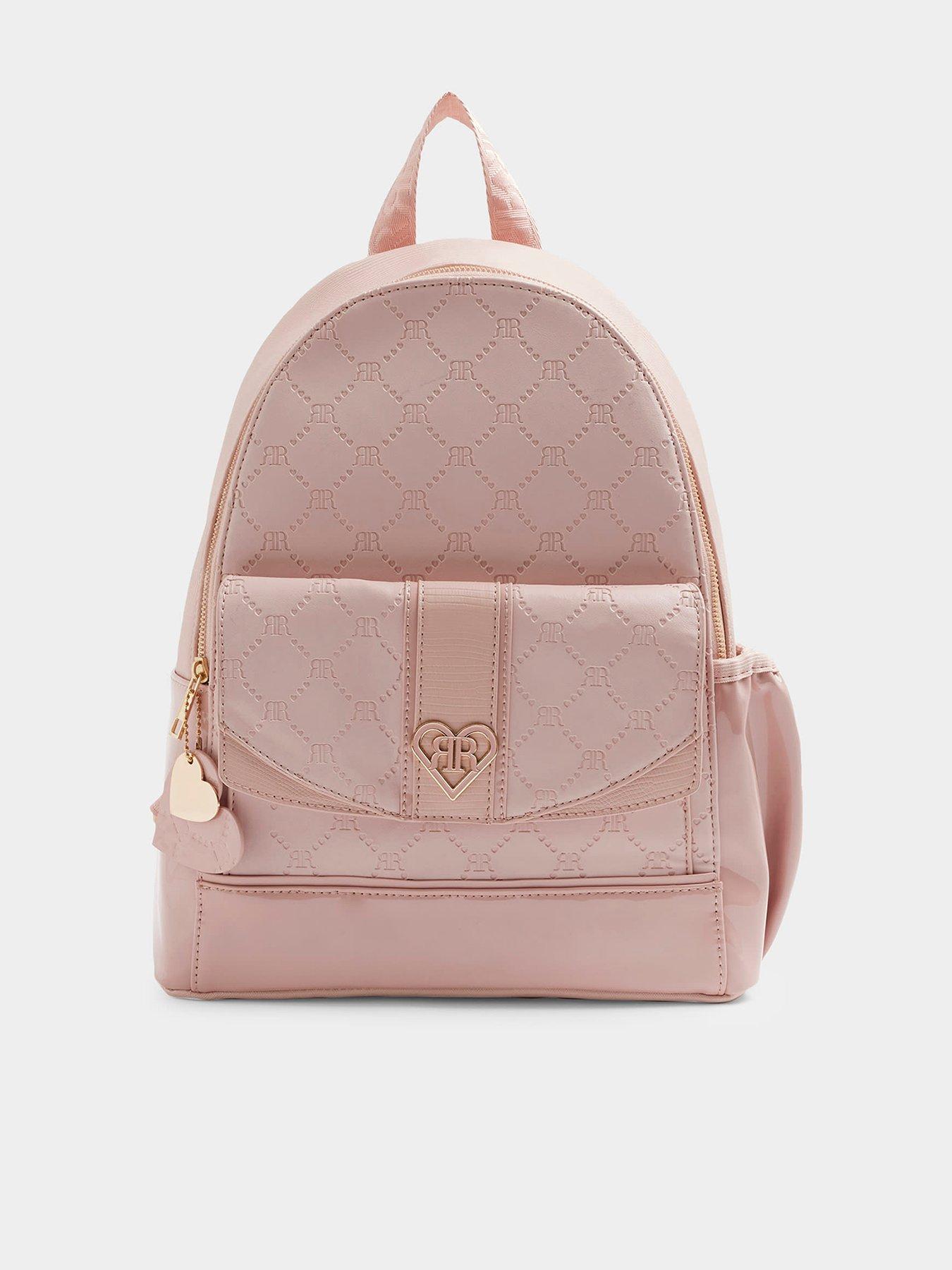 Girls Embossed Pocket Backpack Pink