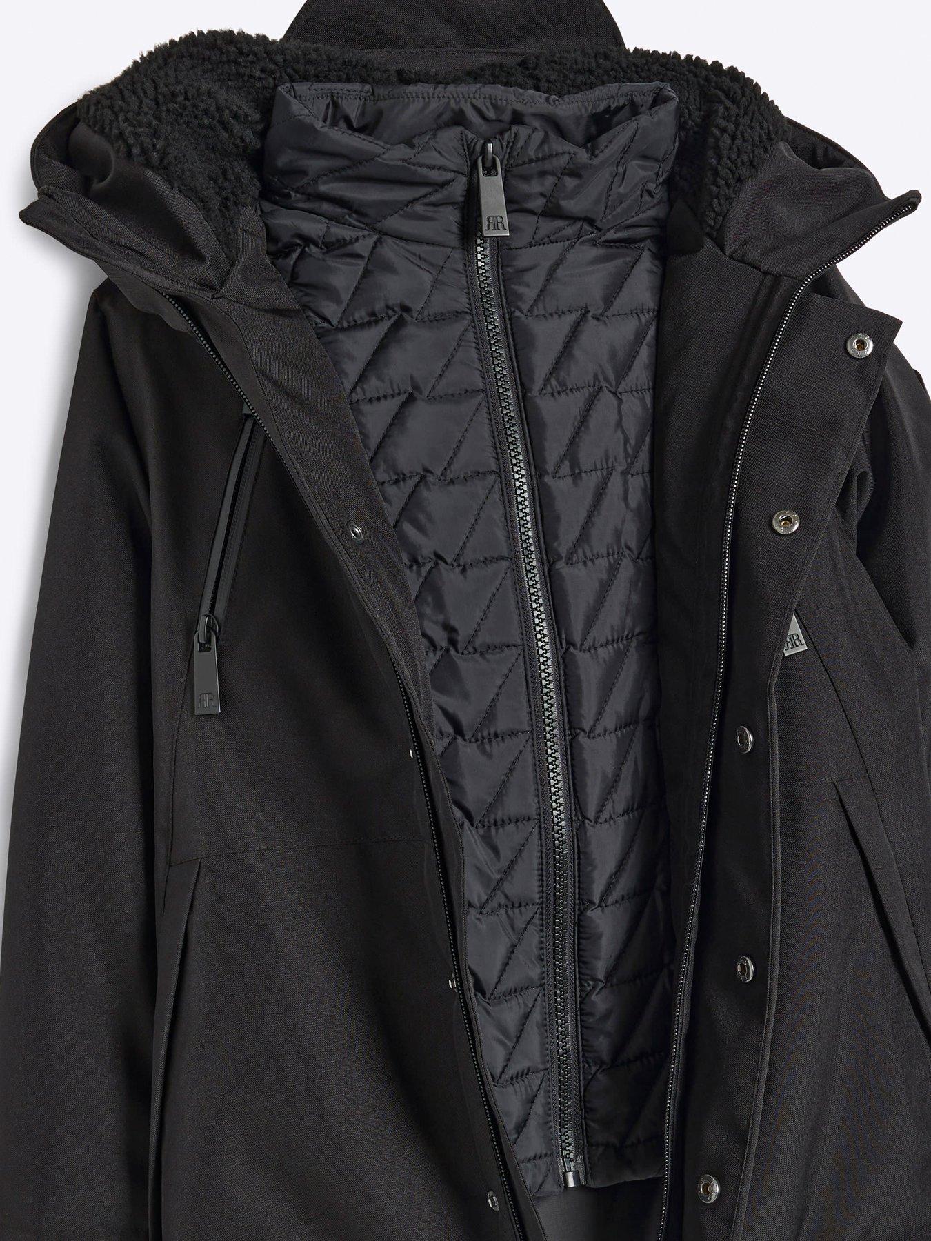 Image 3 of 4 of River Island Older Boy Parka Coat - Black