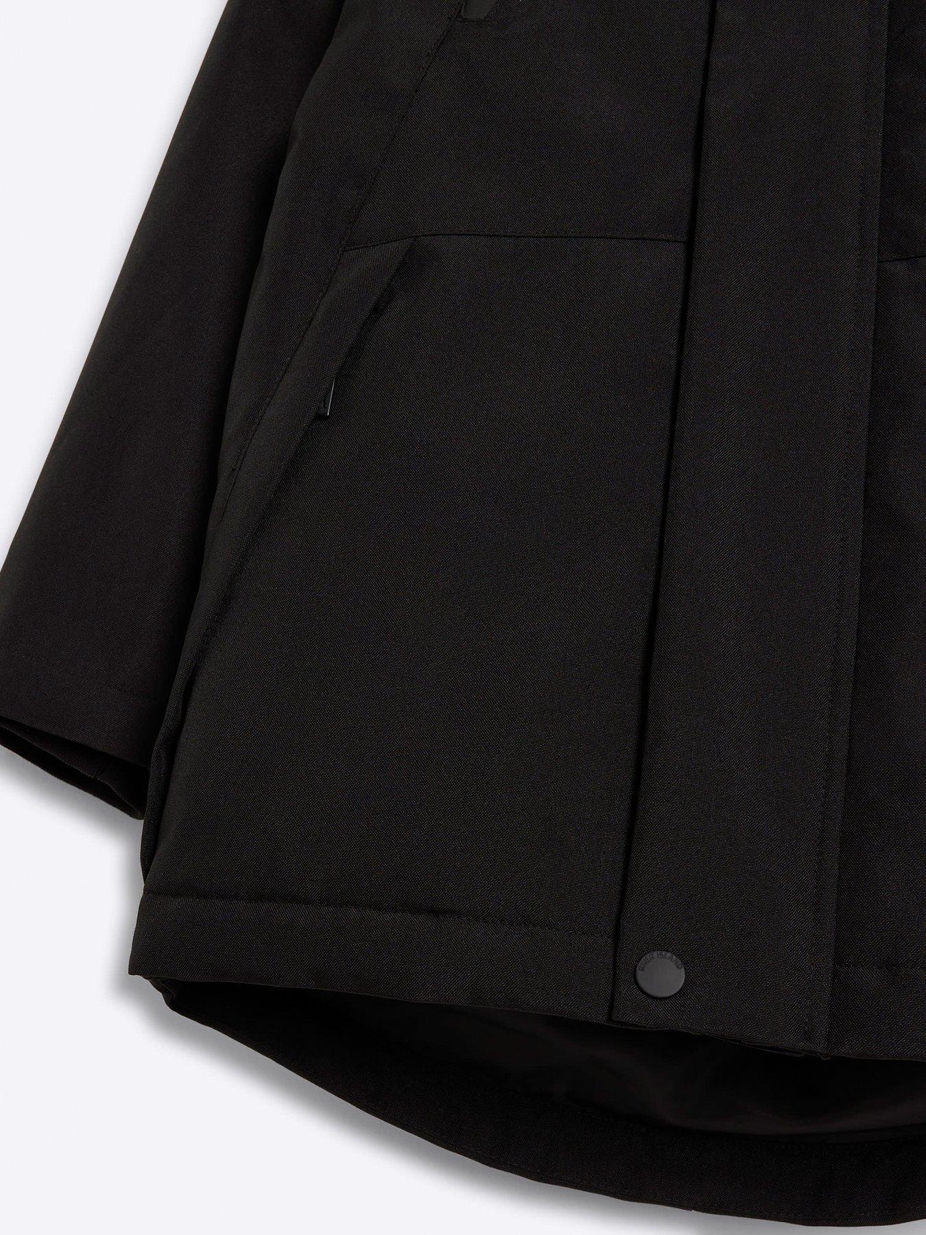 Image 4 of 4 of River Island Older Boy Parka Coat - Black