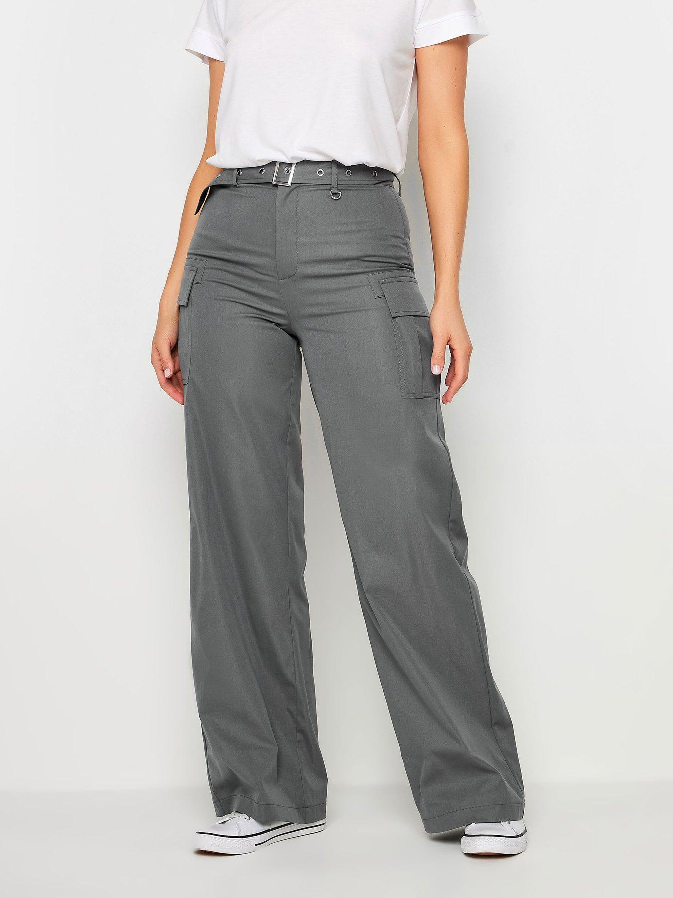 Image 1 of 3 of Long Tall Sally Tall Belted Wide Leg Trousers - Grey