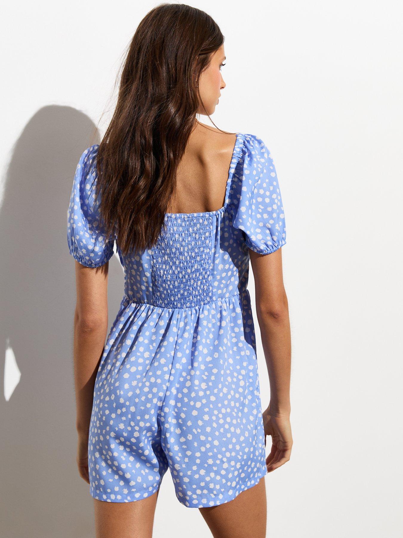 new-look-blue-spot-print-tie-back-playsuitstillFront