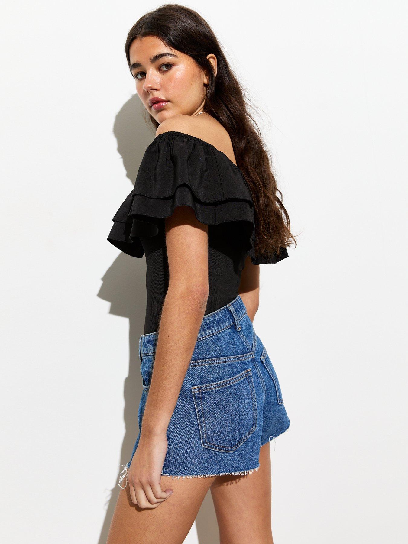 new-look-black-frill-off-shoulder-bardot-bodysuitstillFront