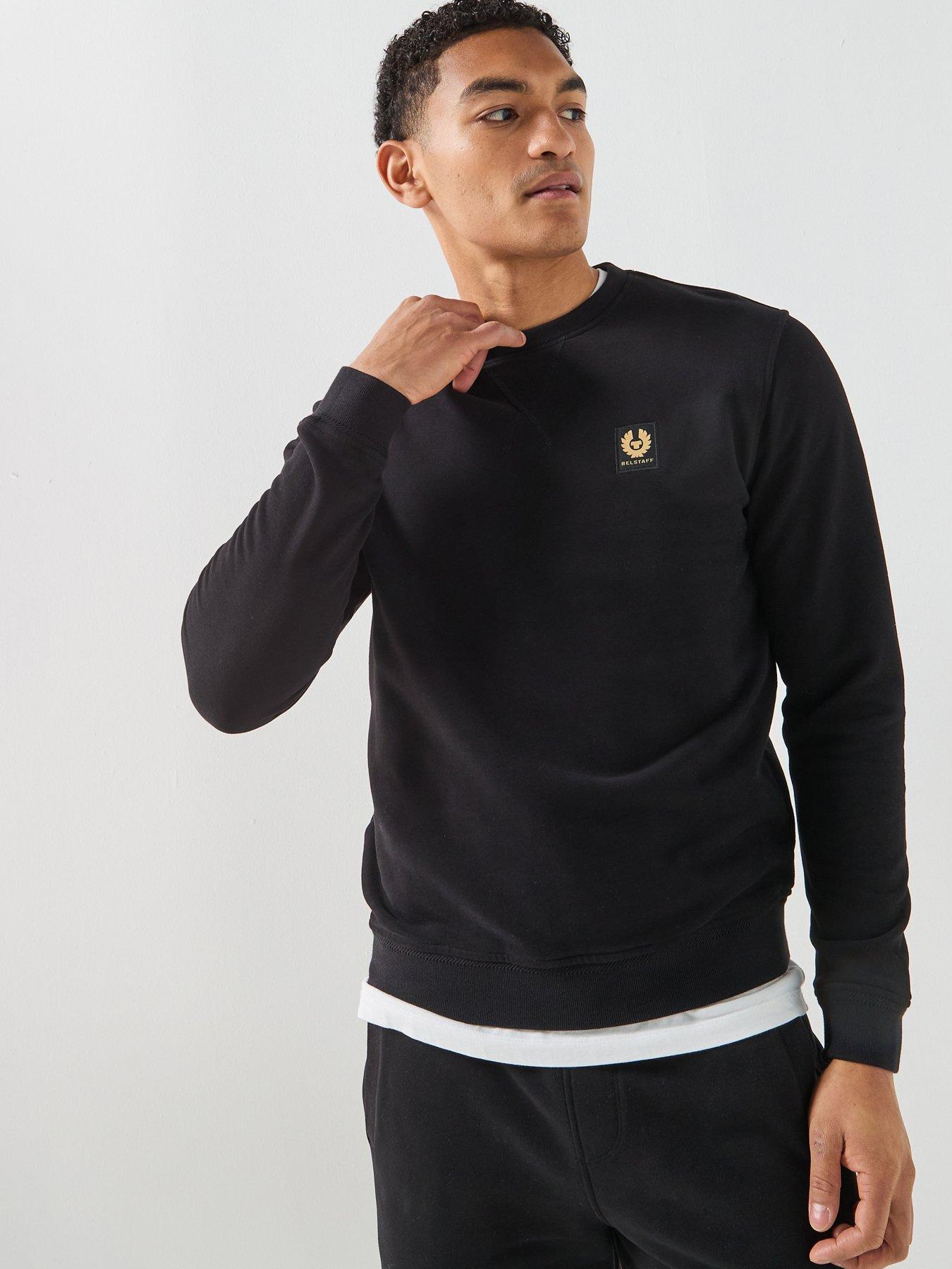 Belstaff Logo Patch Regular Fit Crew Neck Sweatshirt - Black