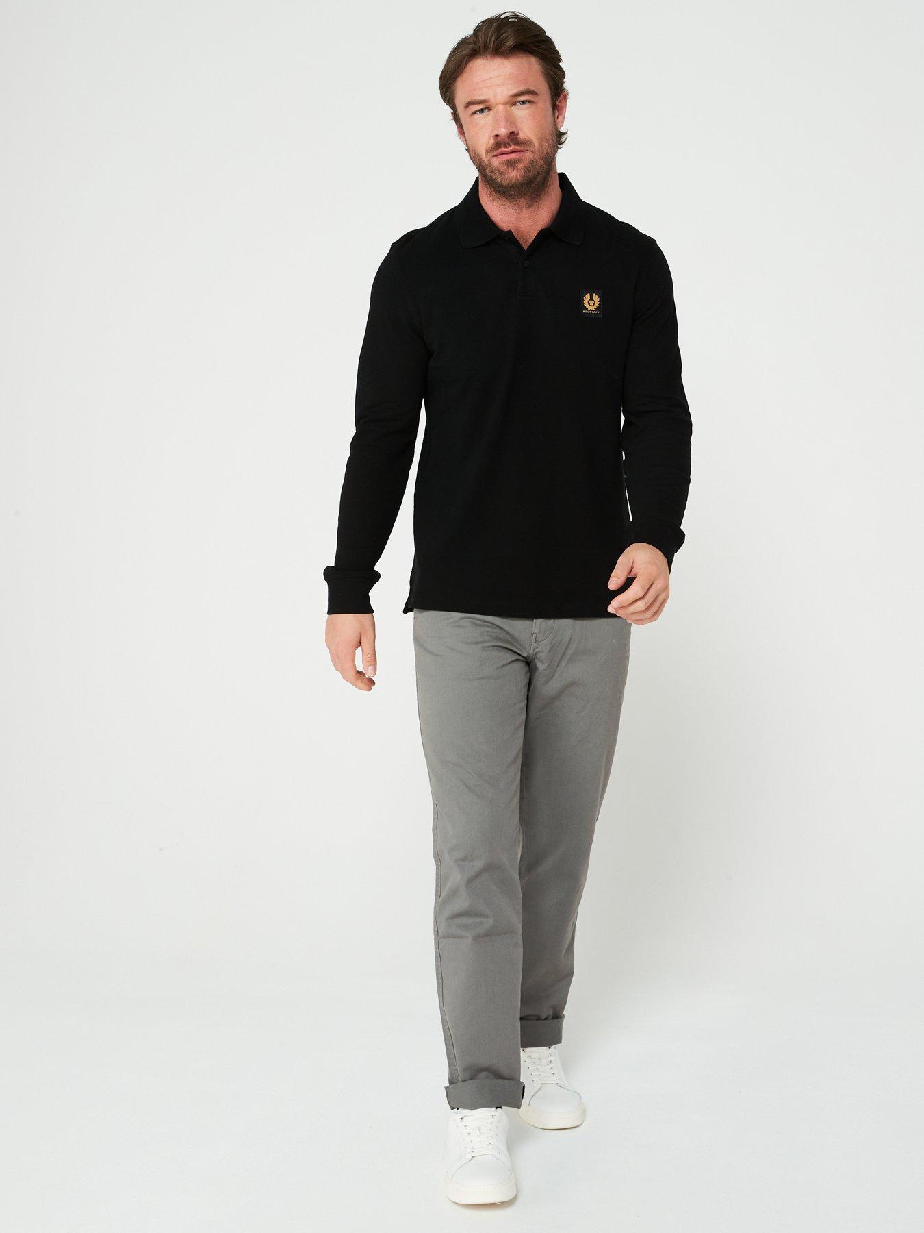 Image 3 of 4 of Belstaff Patch Logo Long Sleeve Polo Shirt - Black