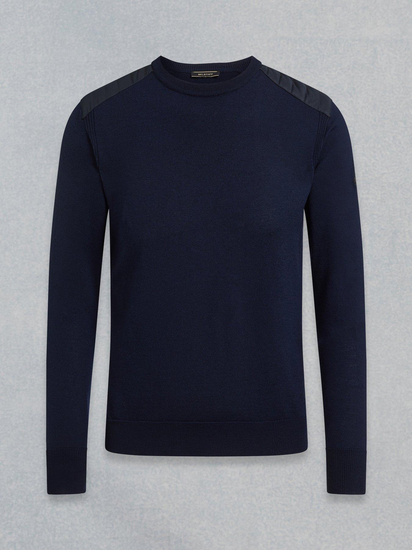 Belstaff Belstaff Kerrigan Nylon Shoulder Merino Wool Knitted Jumper - Navy