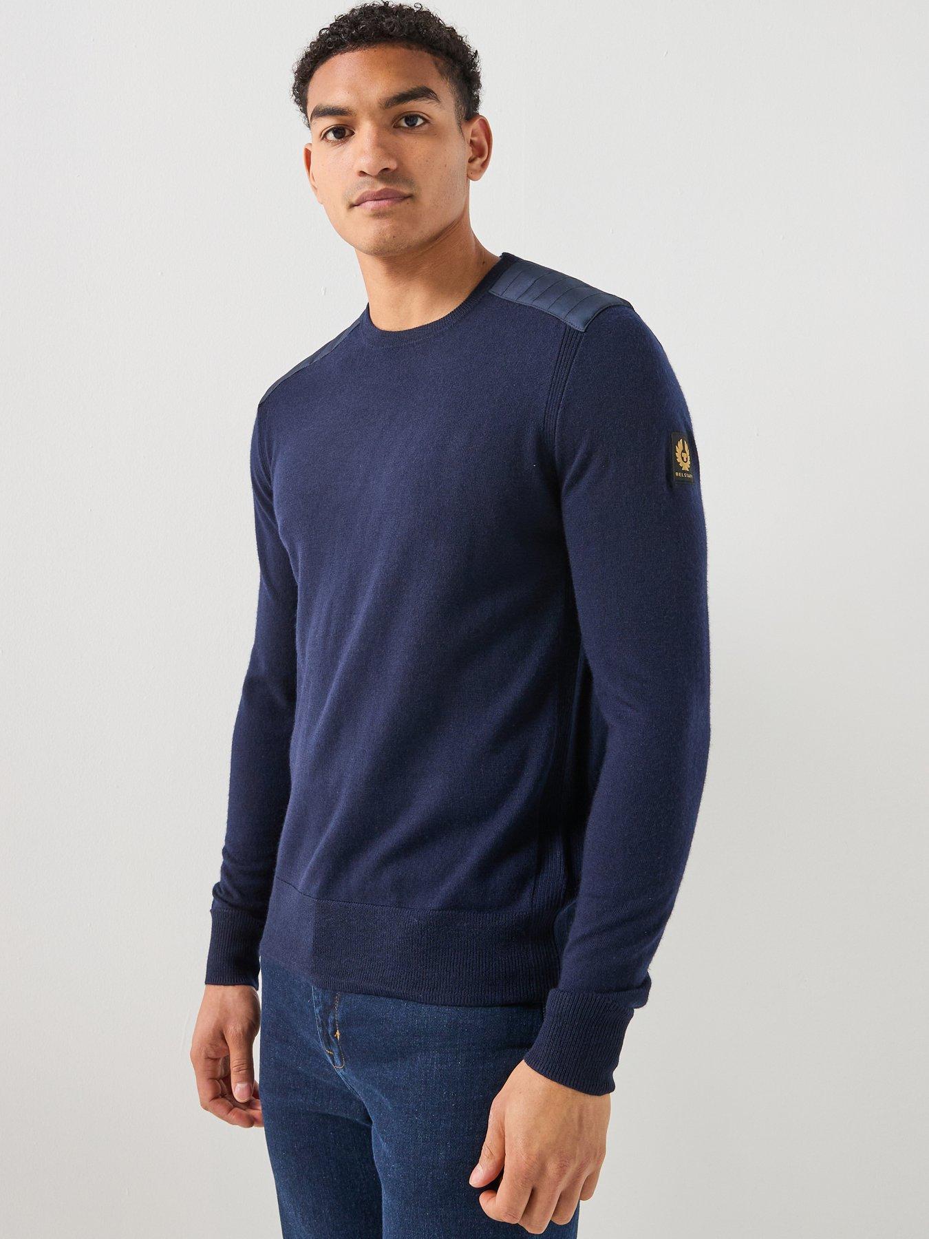 Belstaff Belstaff Kerrigan Nylon Shoulder Merino Wool Knitted Jumper - Navy