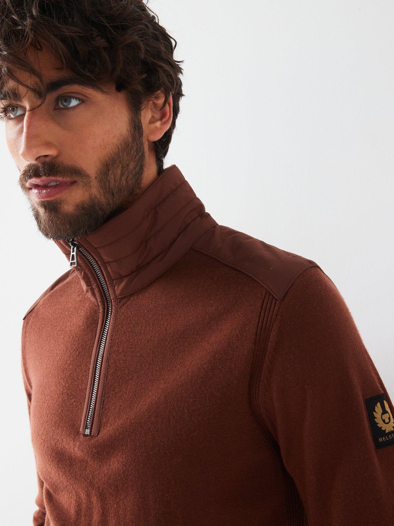 belstaff-belstaff-kilmington-nylon-shoulder-merino-wool-14-zip-knitted-jumper-dark-brownoutfit