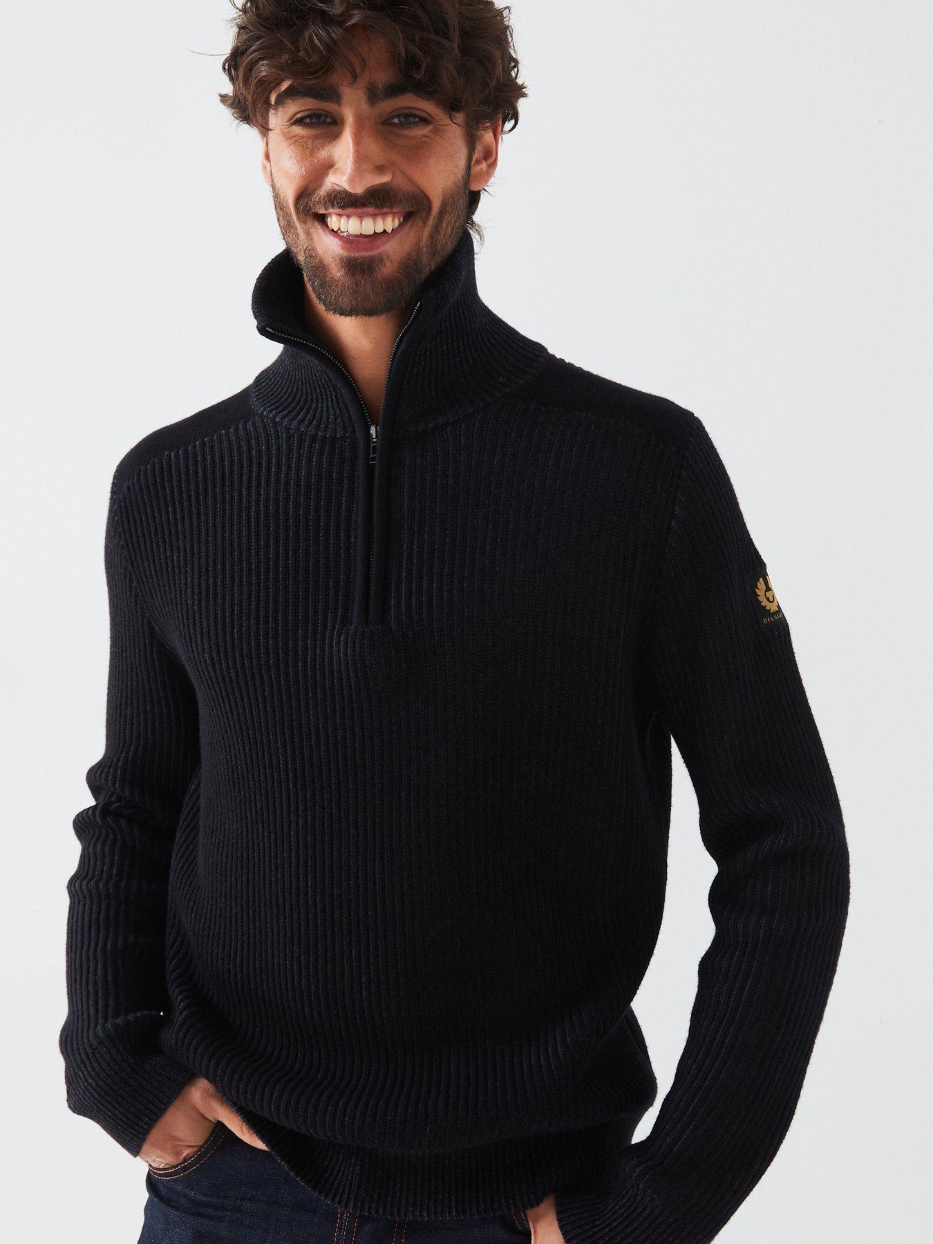 belstaff-belstaff-stanley-ribbed-heavy-14-zip-knitted-jumper-dark-greyfront