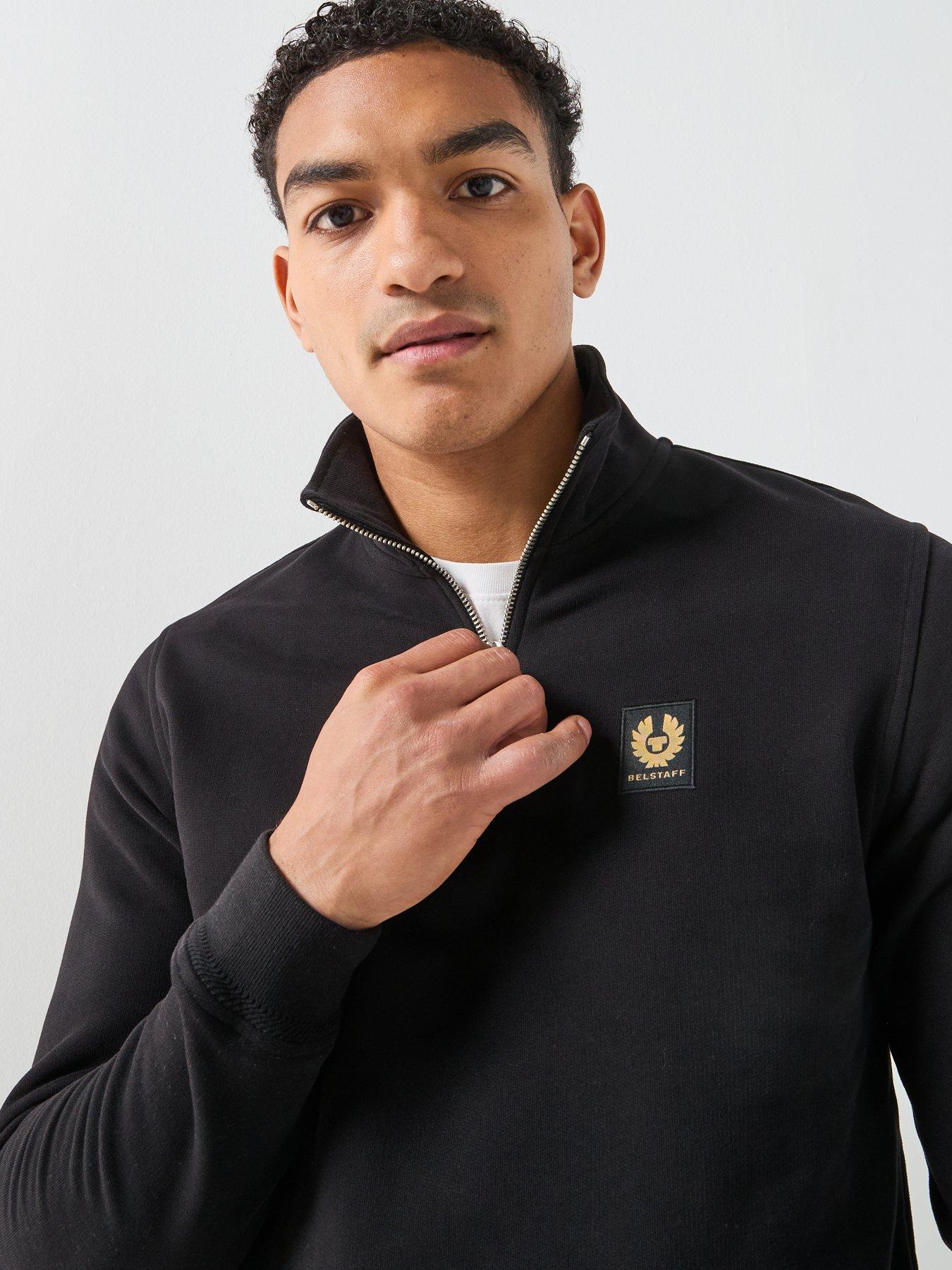 Image 5 of 6 of Belstaff Left Chest Patch Logo Regular Fit 1/4 Zip Sweatshirt - Black