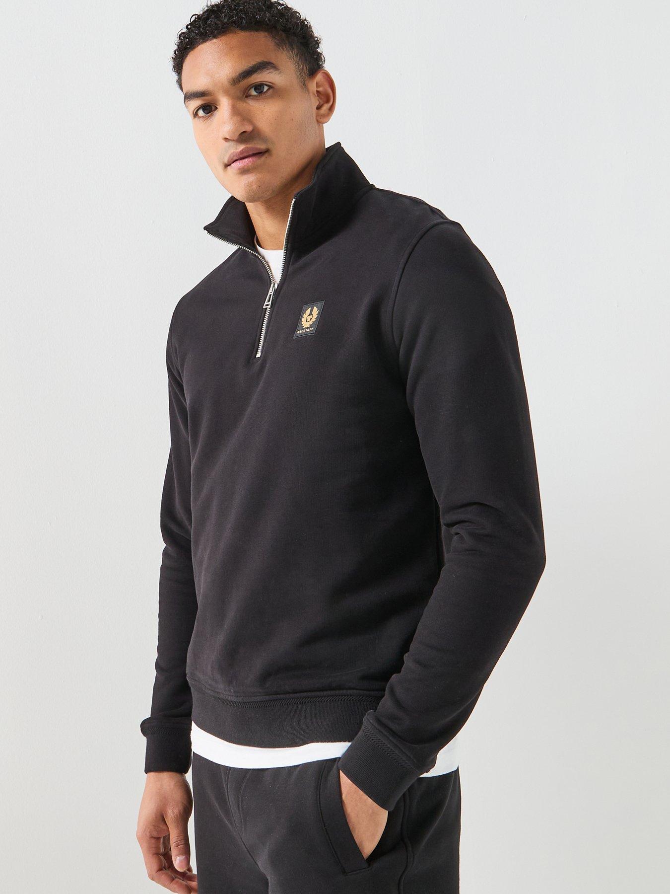 Image 6 of 6 of Belstaff Left Chest Patch Logo Regular Fit 1/4 Zip Sweatshirt - Black