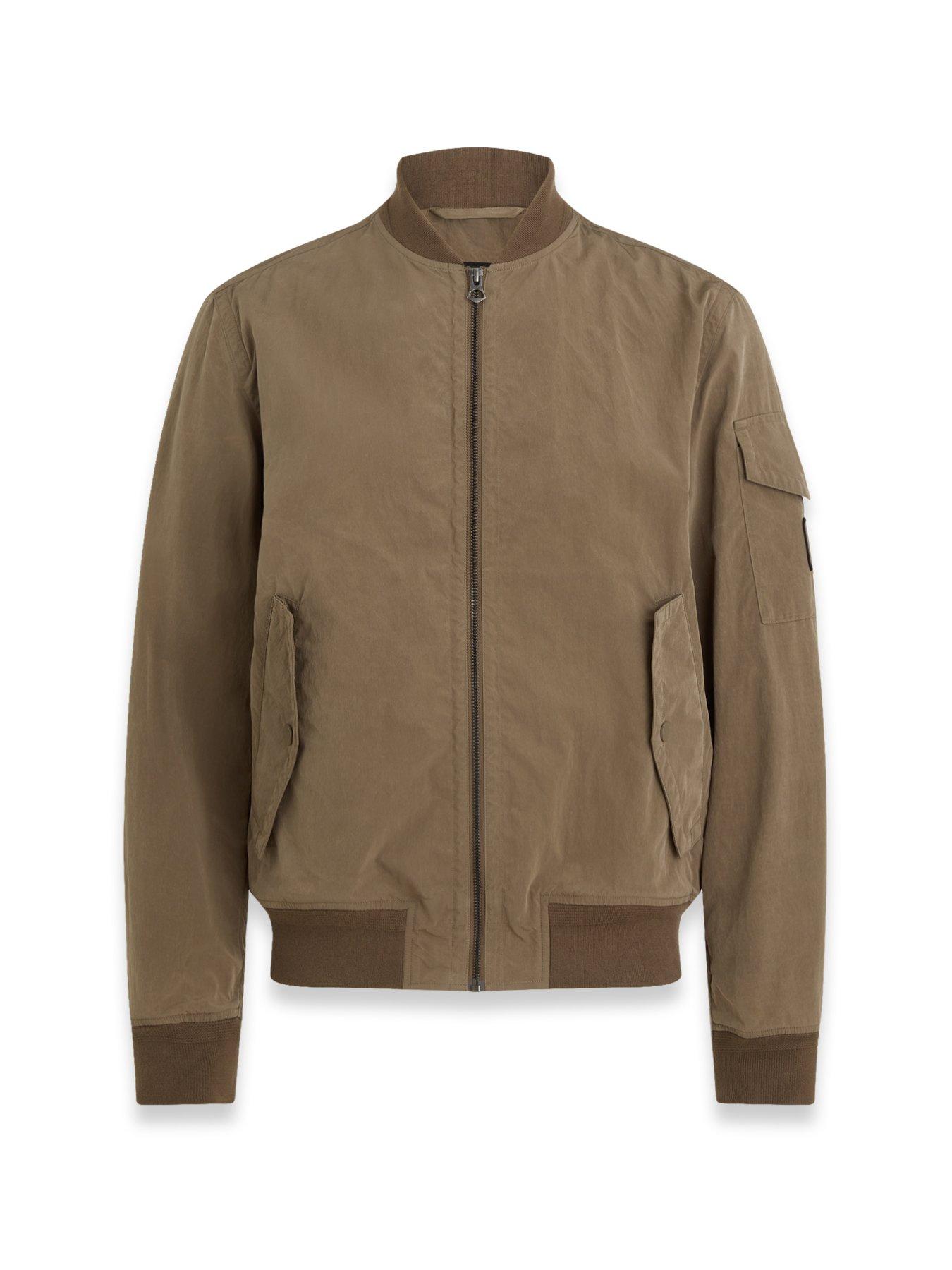 Image of Belstaff Belstaff Freight Washed Nylon Bomber Jacket - Natural