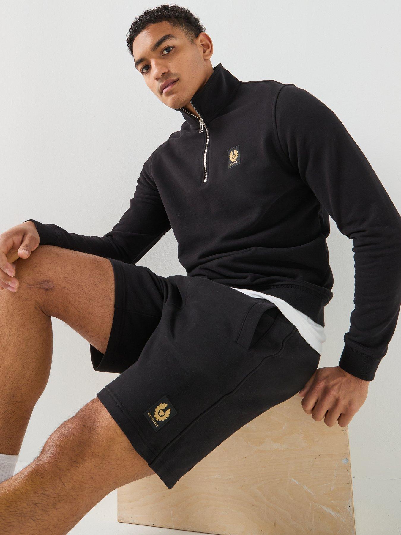 Image 6 of 6 of Belstaff Logo Patch Jersey Shorts - Black