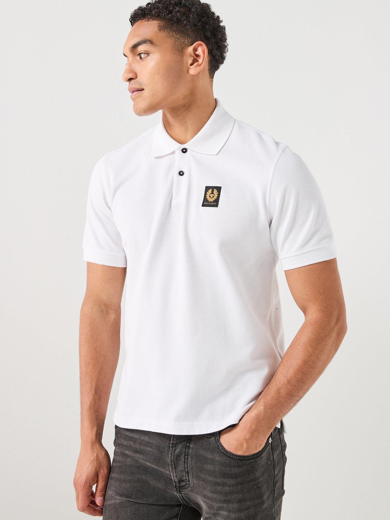 Image 1 of 5 of Belstaff Left Chest Patch Logo Regular Fit Polo Shirt - White