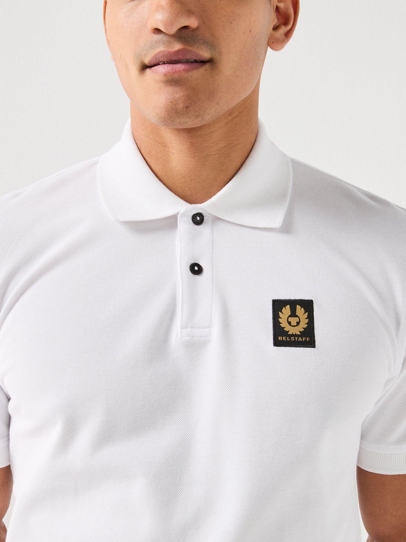 Image 4 of 5 of Belstaff Left Chest Patch Logo Regular Fit Polo Shirt - White