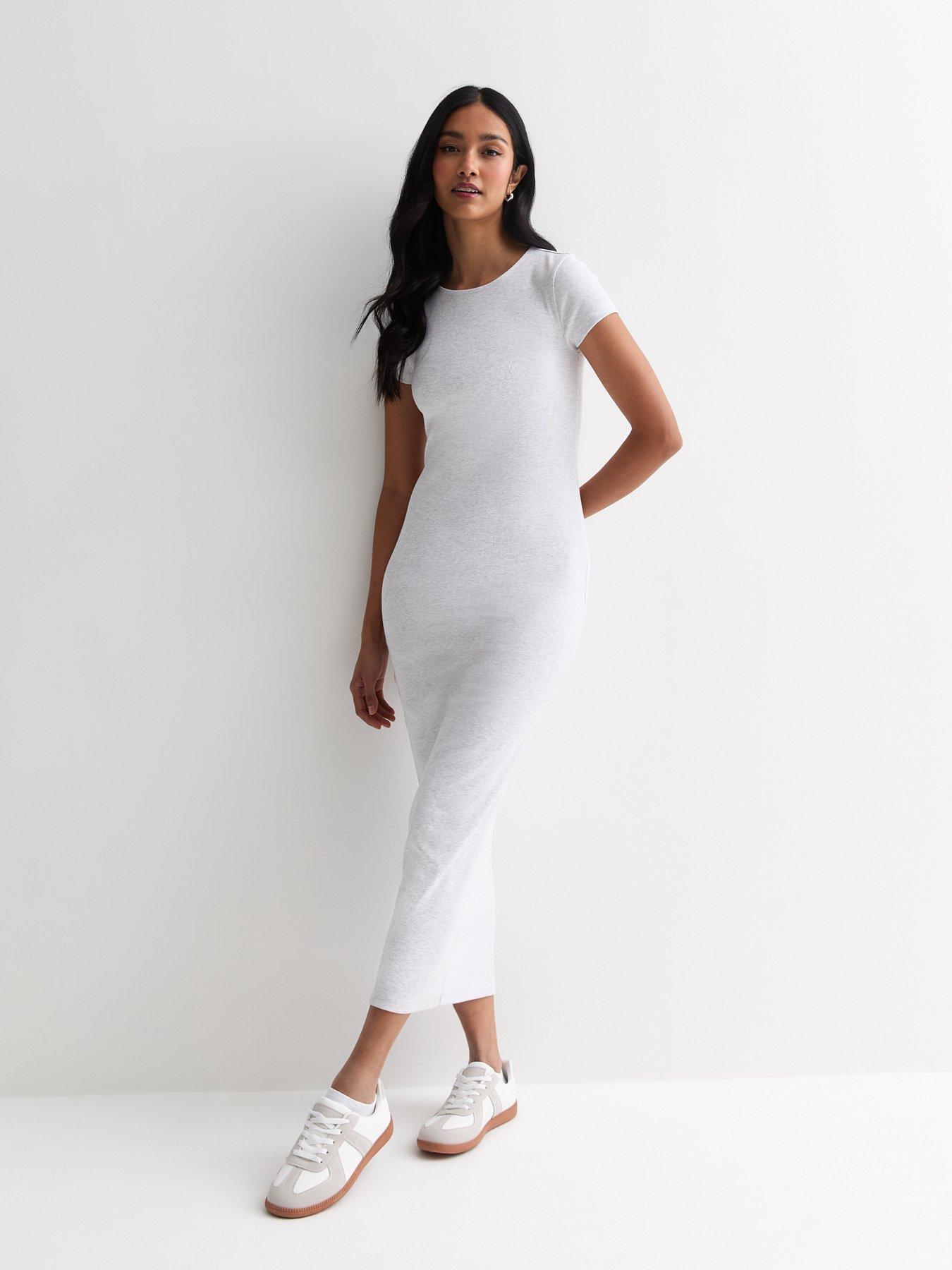 new-look-pale-grey-stretch-cotton-bodycon-midi-dressfront