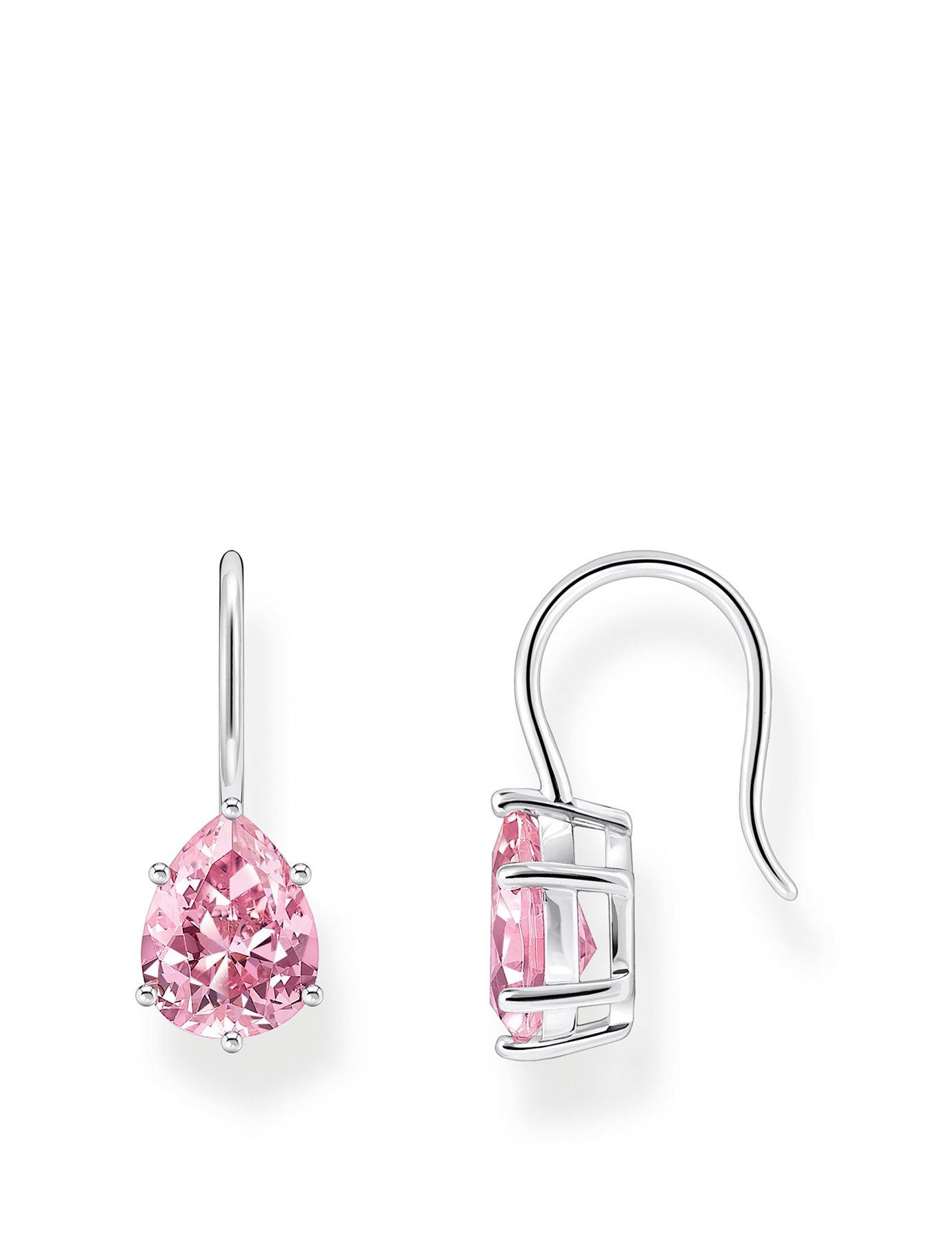 Thomas Sabo Large pink zirconia drop earrings elegant versatile silver Very Ireland