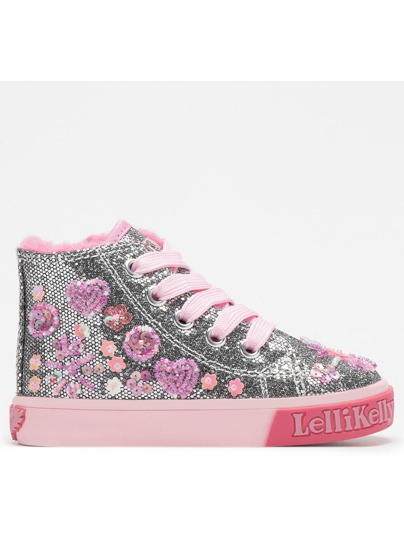 Image of Lelli Kelly Toddler Dafne B Embellished Faux Fur Lined High Top - Silver