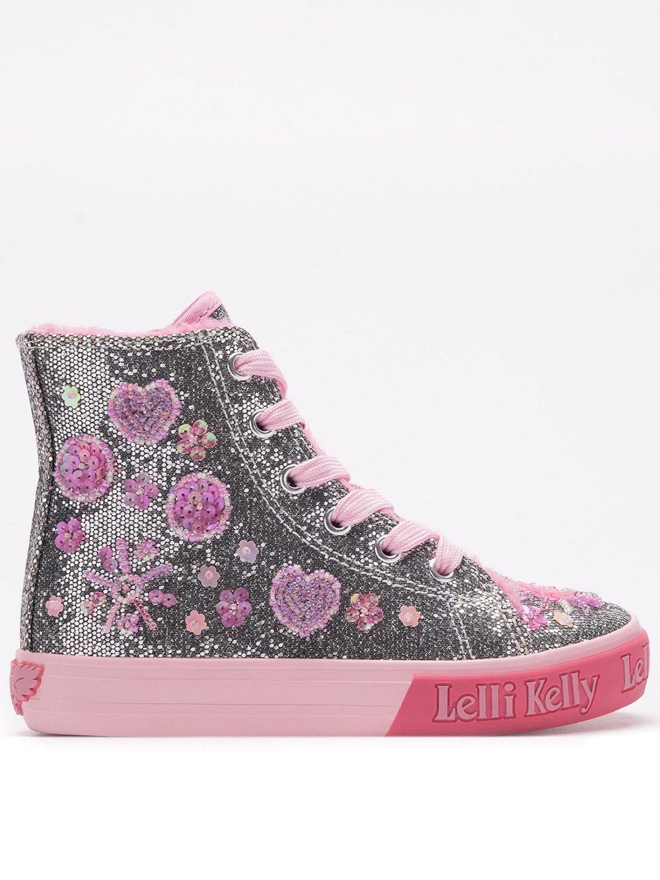 Image of Lelli Kelly Lelli Kelly Dafne M. Embellished Faux Fur Lined High Top - Silver