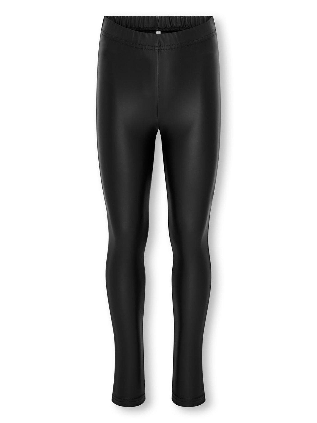 only-kids-girls-pu-leggings-black